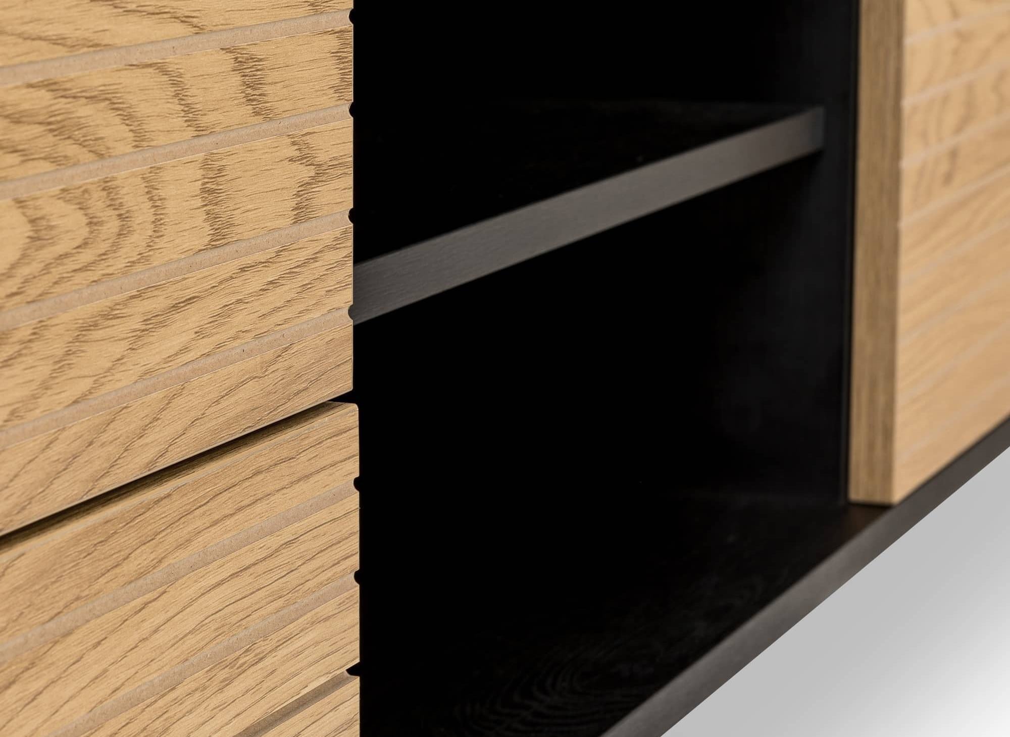 Mueble de TV con 2 cajones y 1 puerta en madera y metal negro DARYL