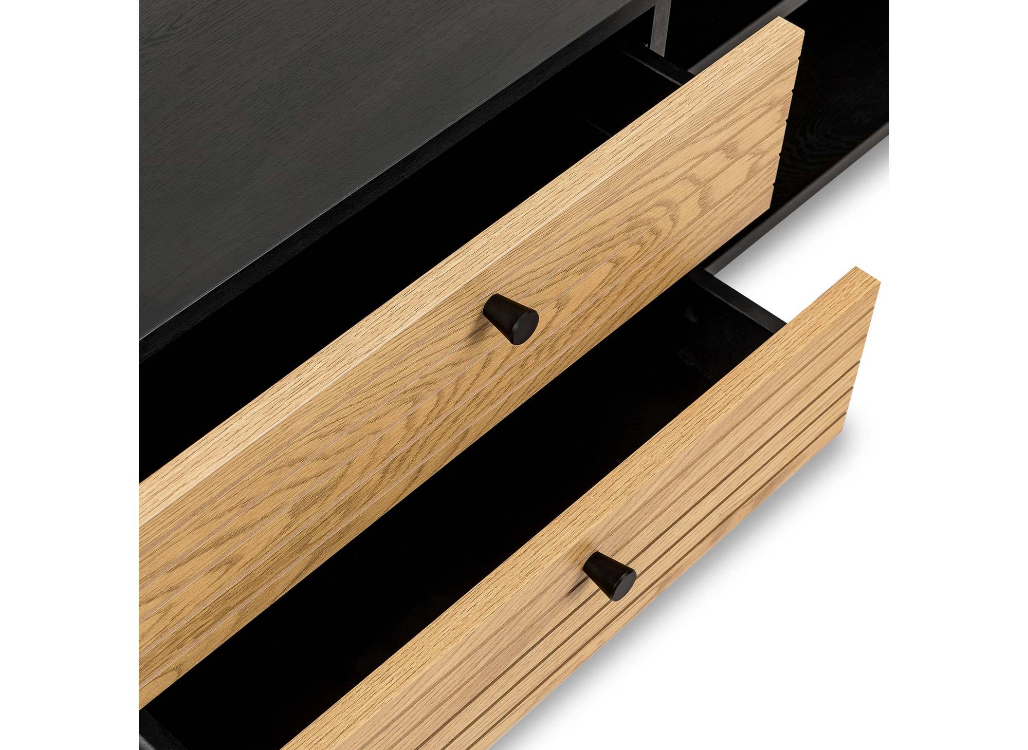 Mueble de TV con 2 cajones y 1 puerta en madera y metal negro DARYL