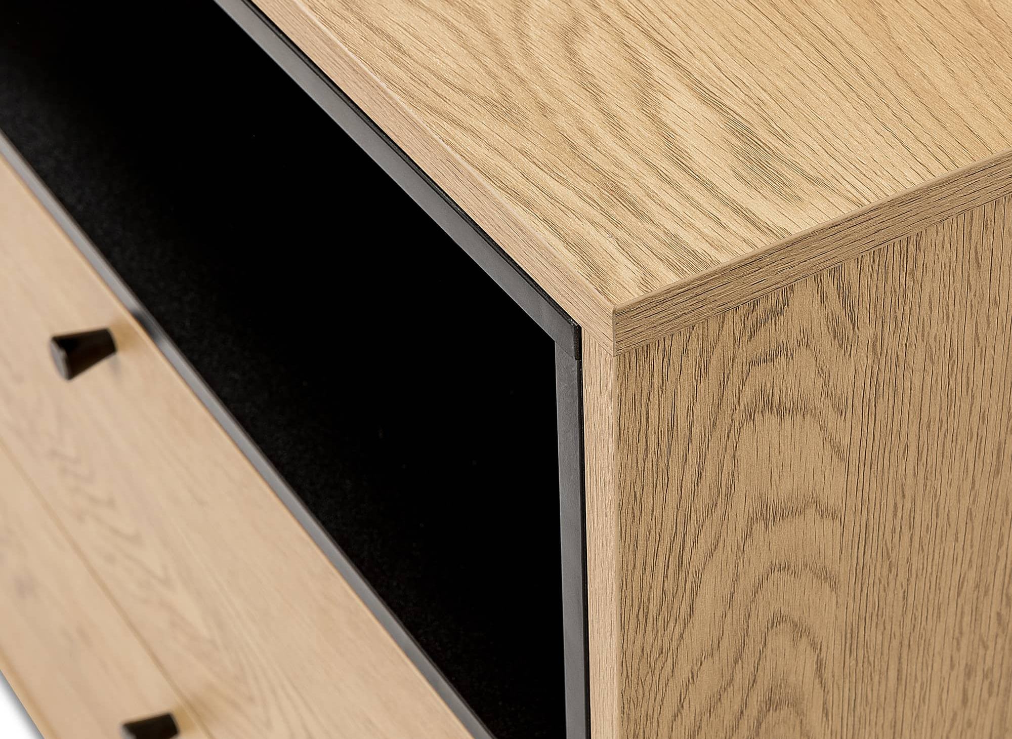 Cómoda SOHANE de 2 cajones en madera clara y metal negro