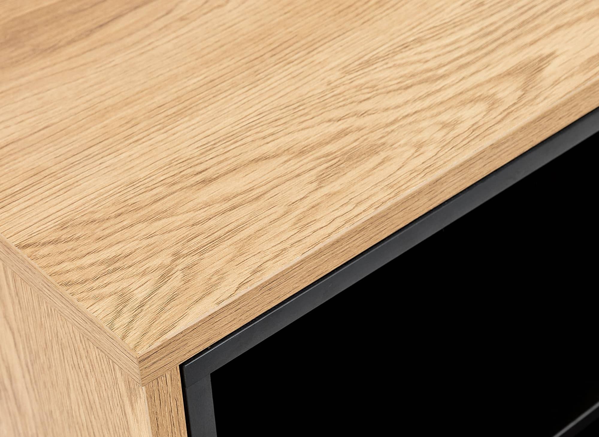 Cómoda SOHANE de 2 cajones en madera clara y metal negro