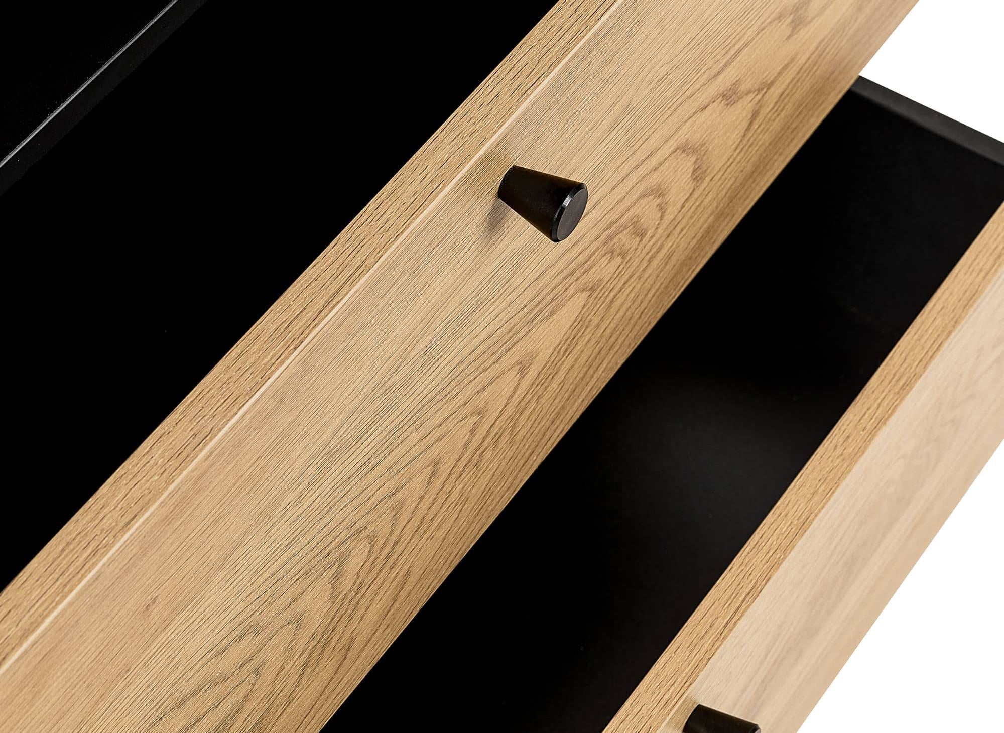 Cómoda SOHANE de 2 cajones en madera clara y metal negro