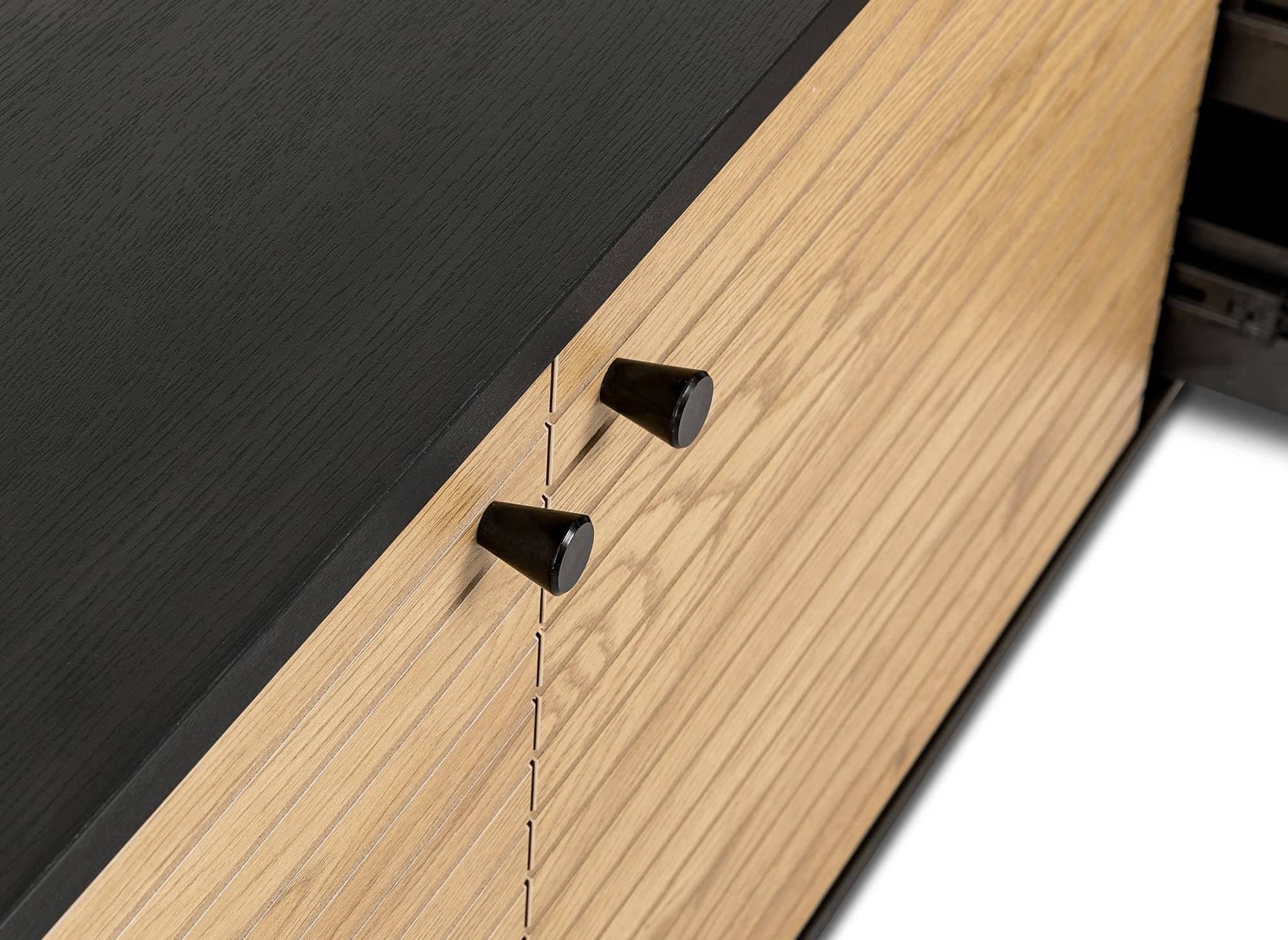 Aparador DARYL de 3 cajones y 2 puertas en madera y metal negro