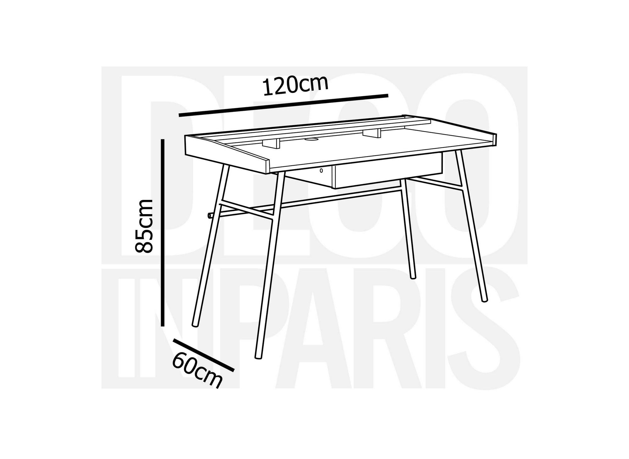 Escritorio industrial GASPARD con 1 cajón y 1 estante, fabricado en madera y metal.