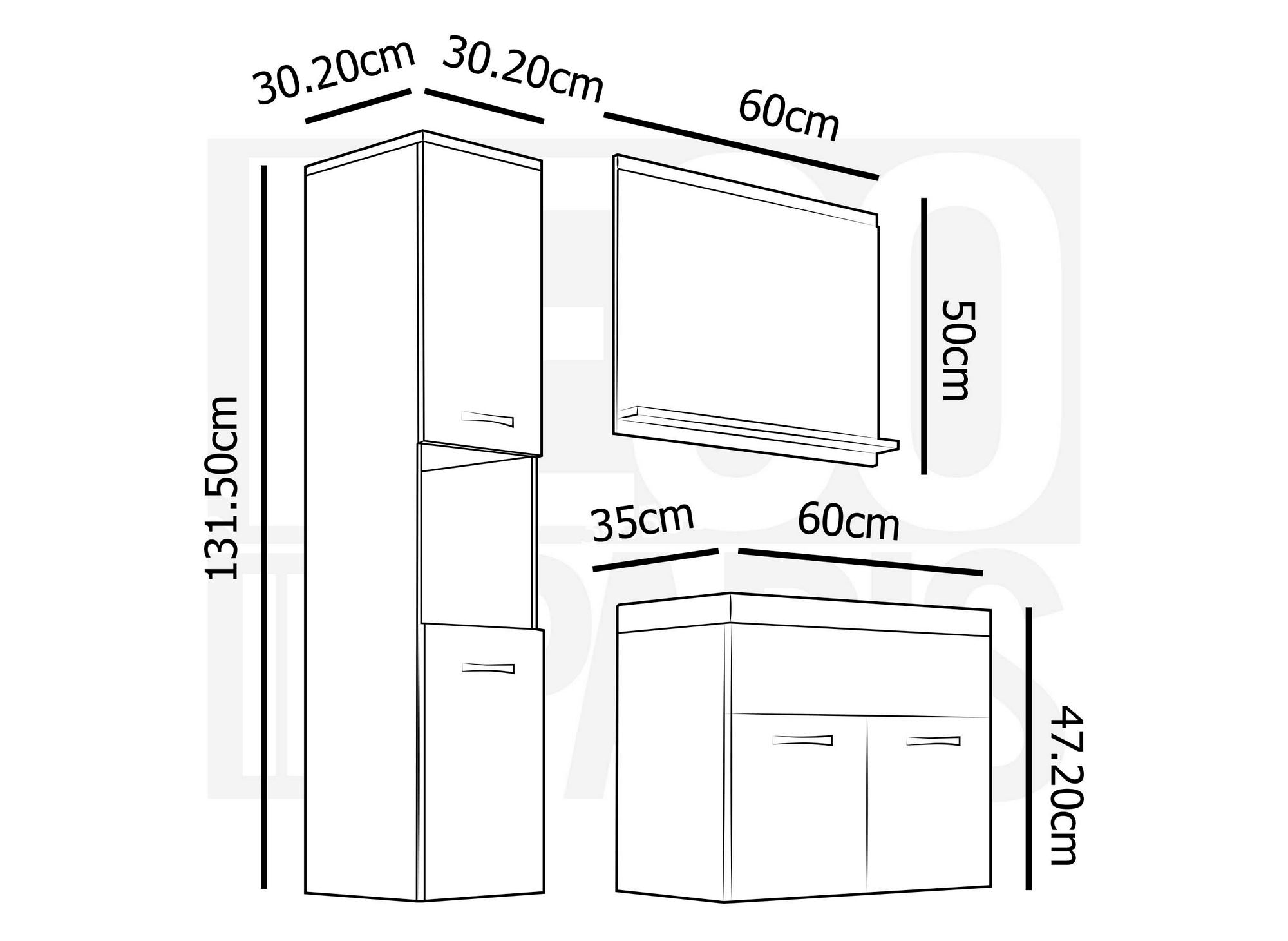 Conjunto de muebles de baño de pared HARMONY - Madera y blanco