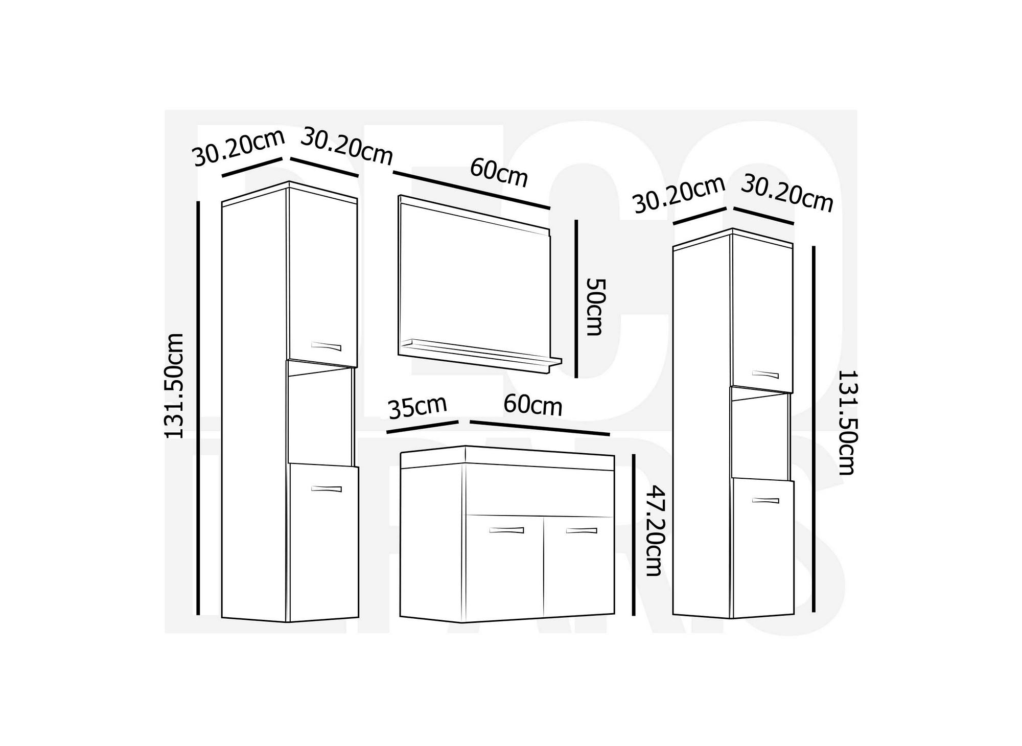 Conjunto de muebles de baño de diseño para montaje en pared HARMONY XL - Lacado blanco