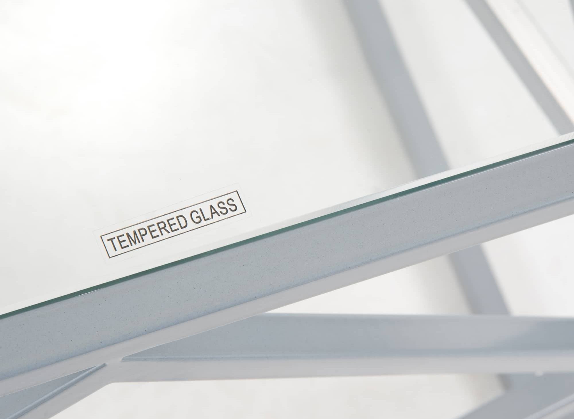 Mesa de centro rectangular de diseño ELIO en vidrio y metal