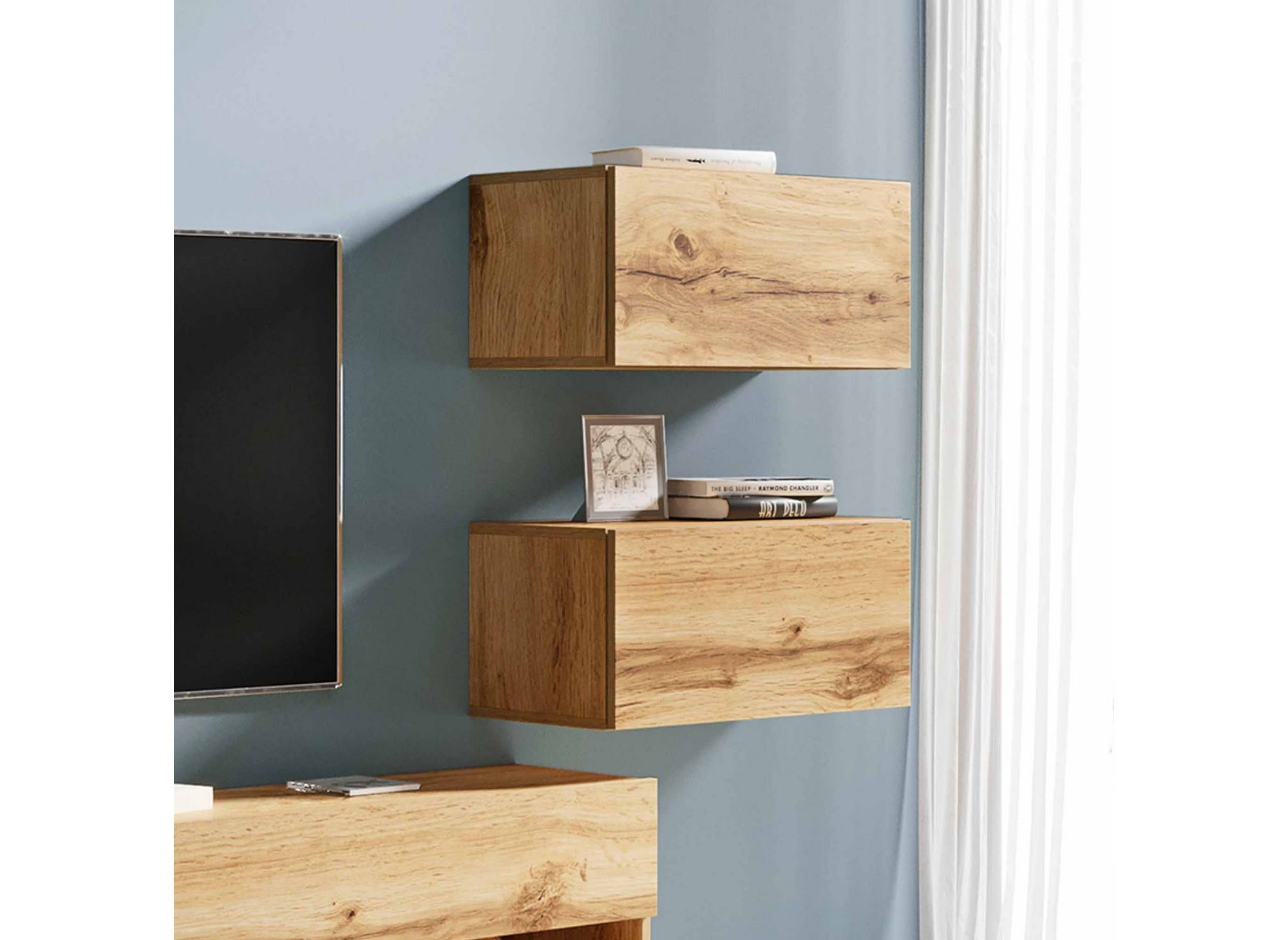 Mueble de TV contemporáneo de roble con iluminación LED - AMANDA