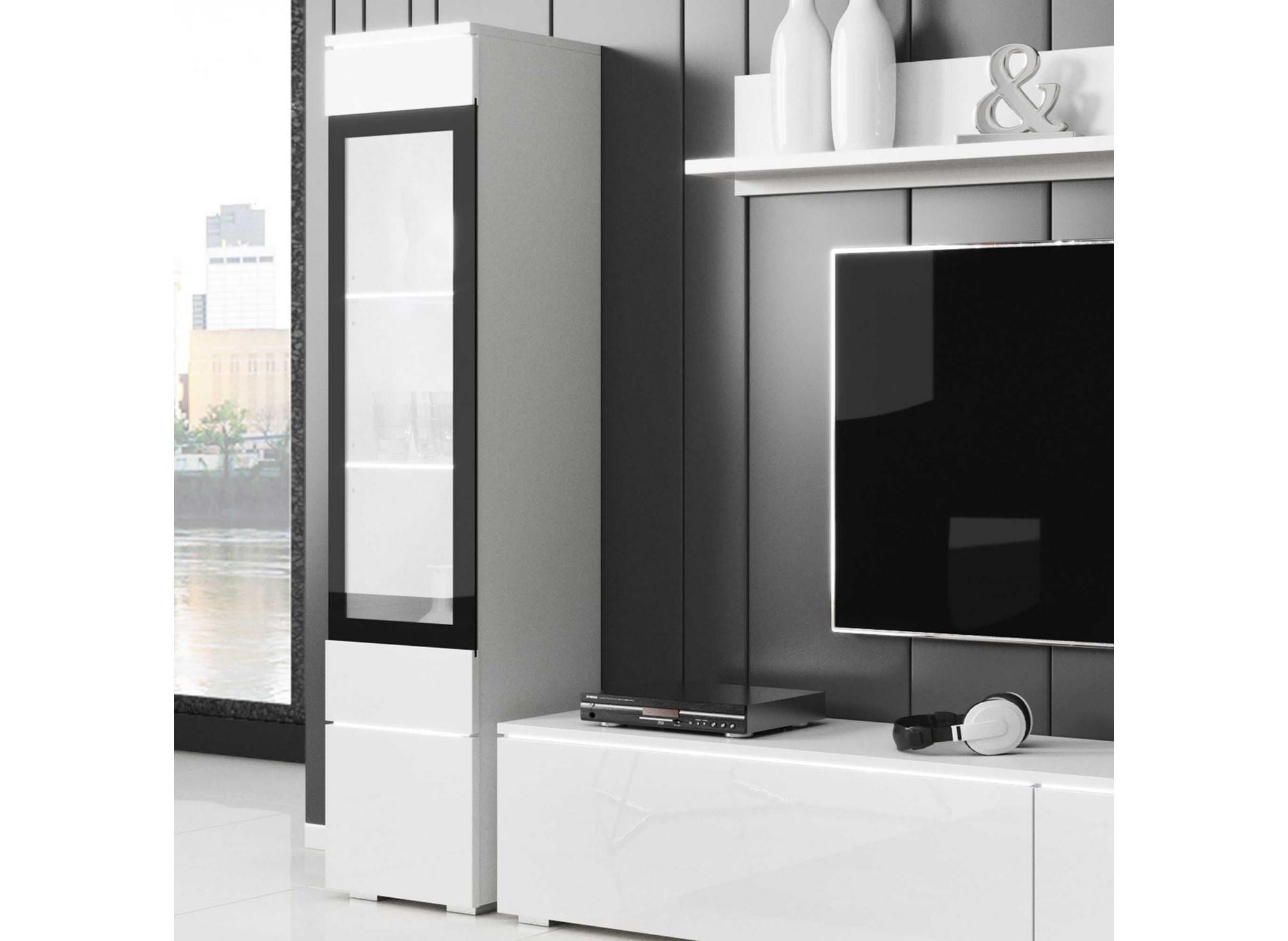 Mueble de TV contemporáneo lacado en blanco con iluminación LED - VERONICA