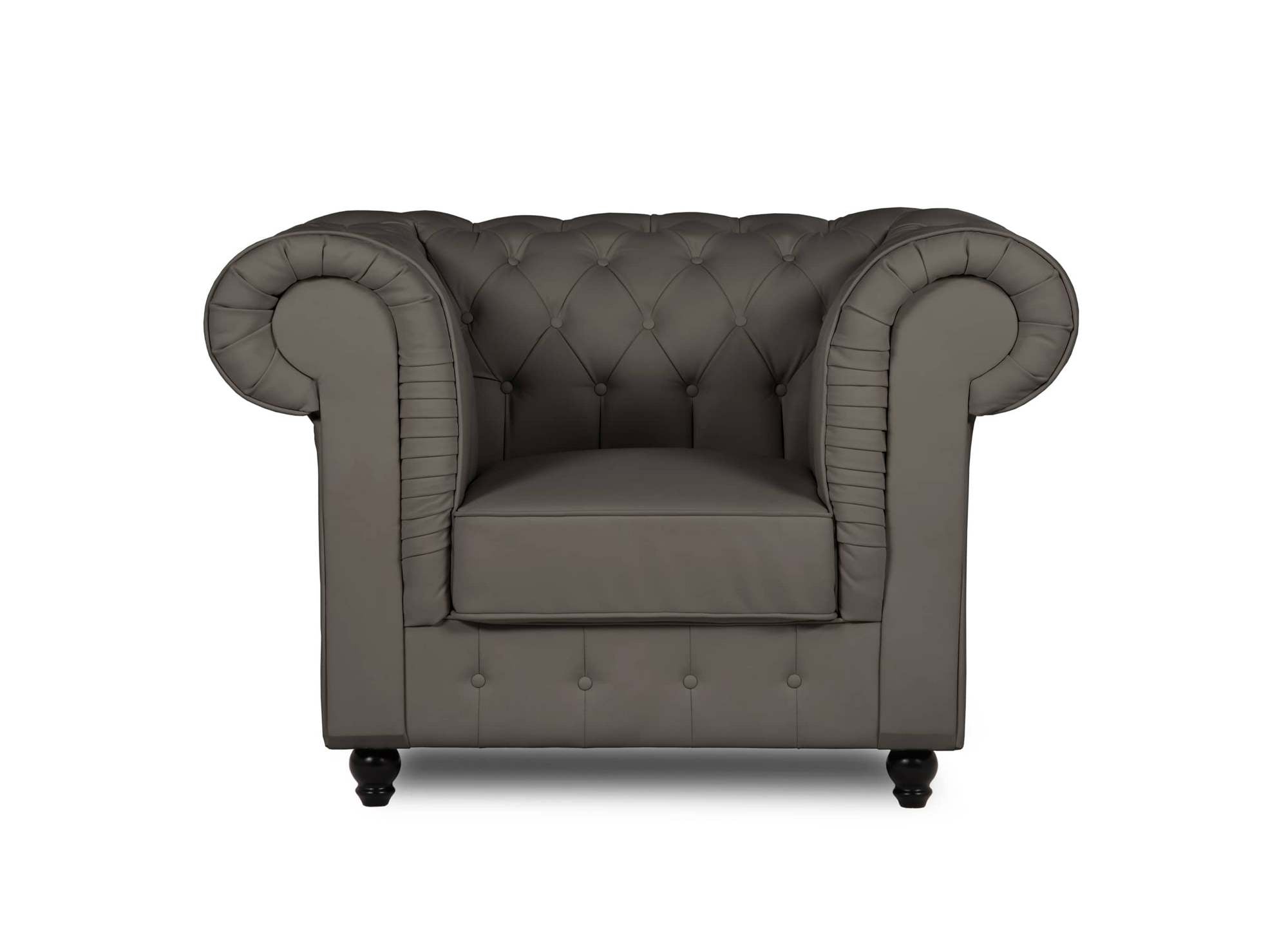 Sillón Chesterfield en piel sintética color topo - WILSTON