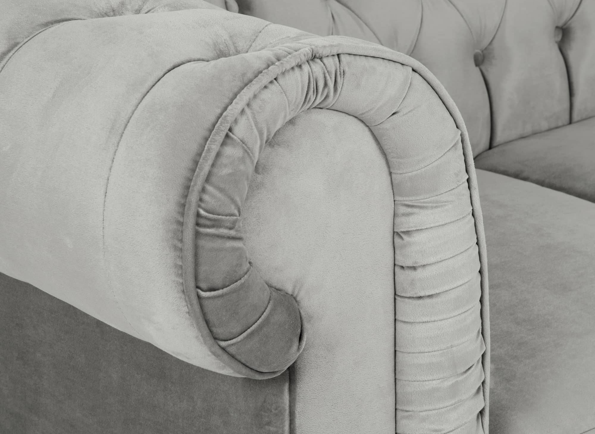 Sillón Chesterfield en terciopelo gris - WILSTON