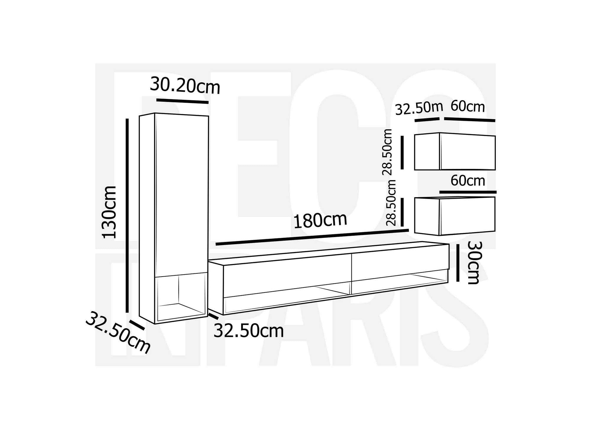 Mueble de TV contemporáneo lacado en blanco con iluminación LED - AMANDA