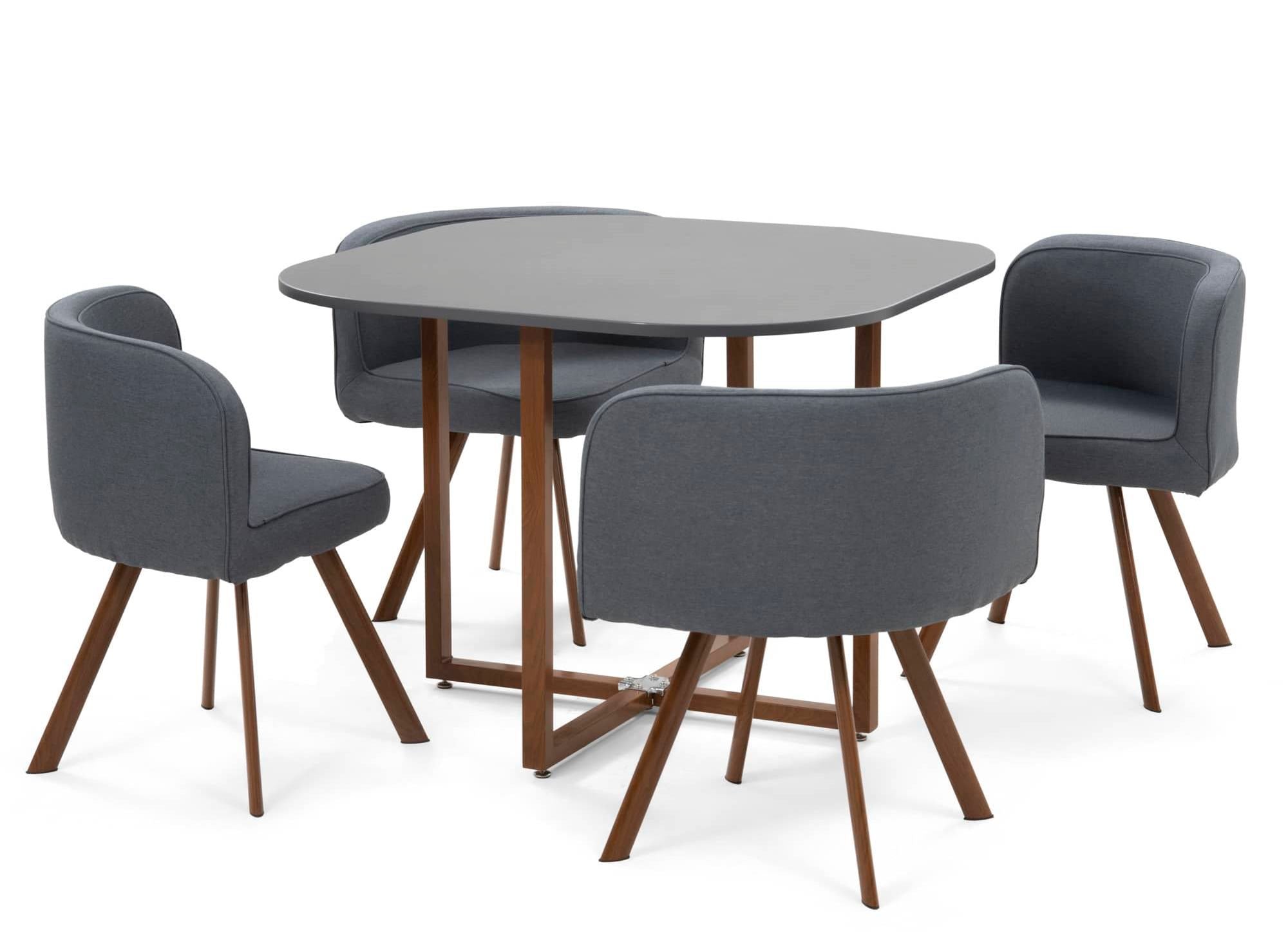 Juego de mesa y 4 sillas apilables FLEN gris
