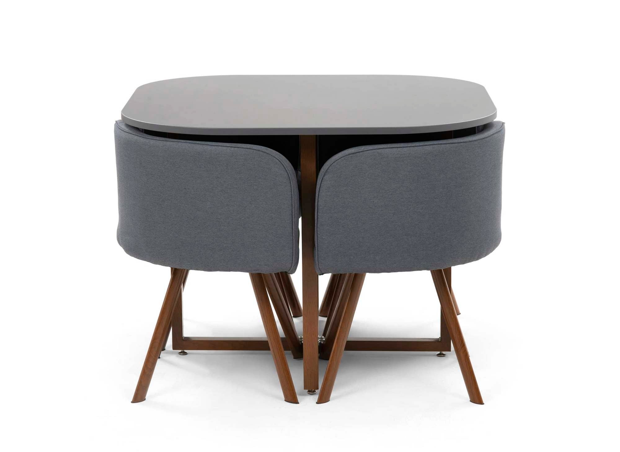 Juego de mesa y 4 sillas apilables FLEN gris