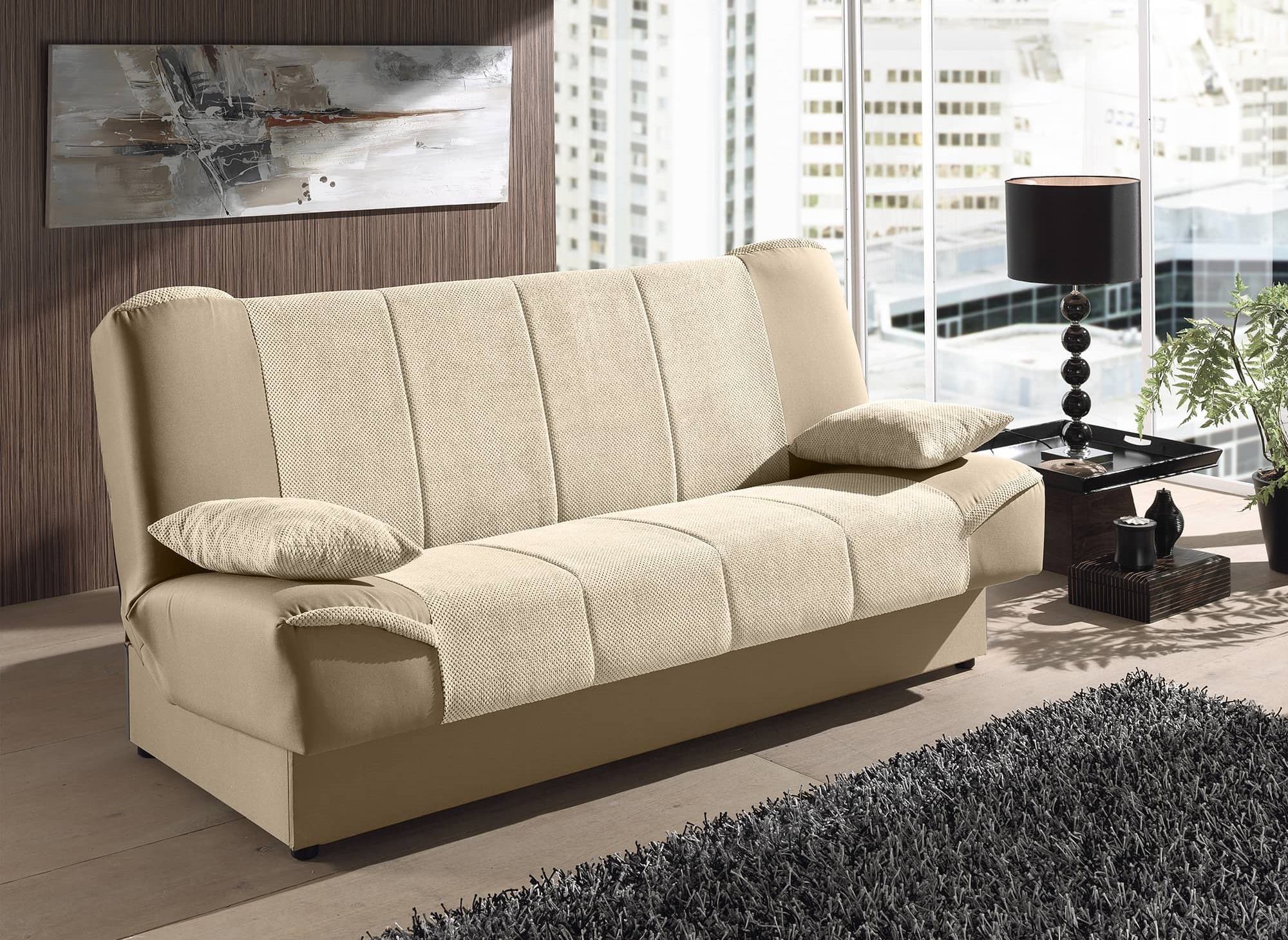 Sofá cama NATI beige con mecanismo clic-clac