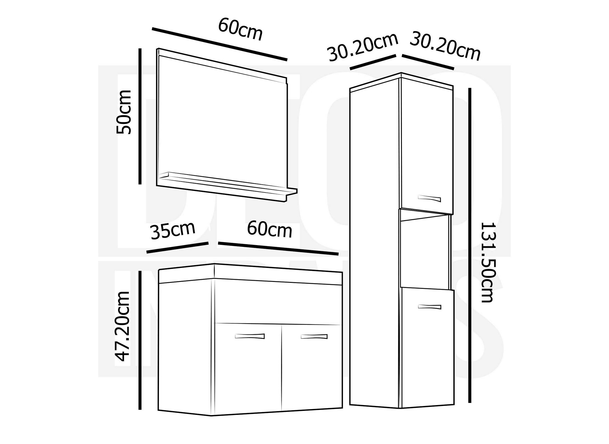 Conjunto de muebles de baño de diseño suspendidos HARMONY - Madera clara