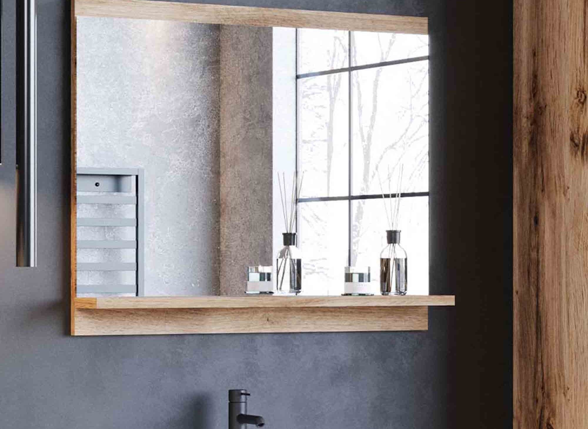 Conjunto de muebles de baño de diseño ALBY para montaje en pared - Madera negra envejecida