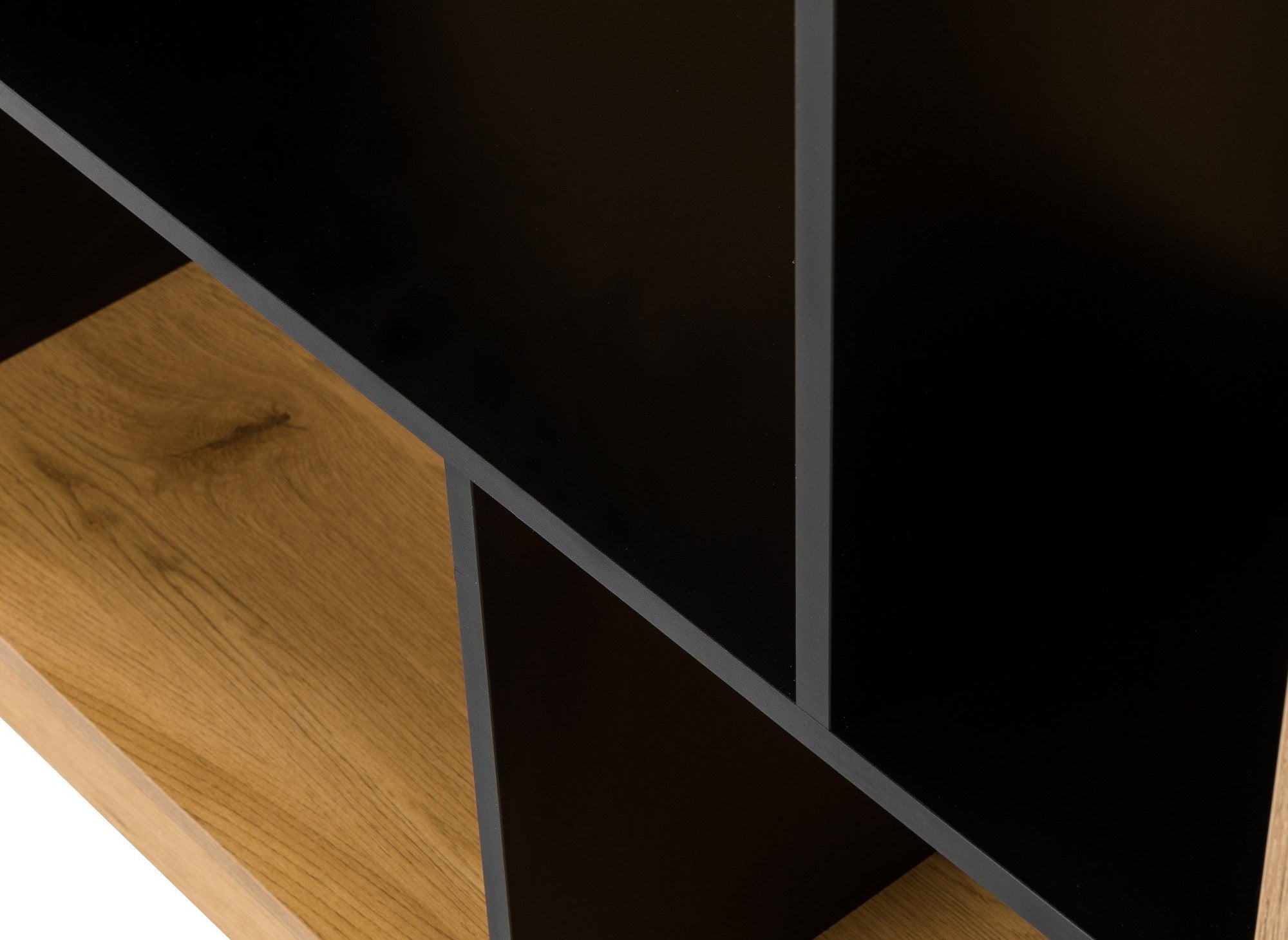 Librería de diseño OFELIA en madera negra y roble con 9 nichos