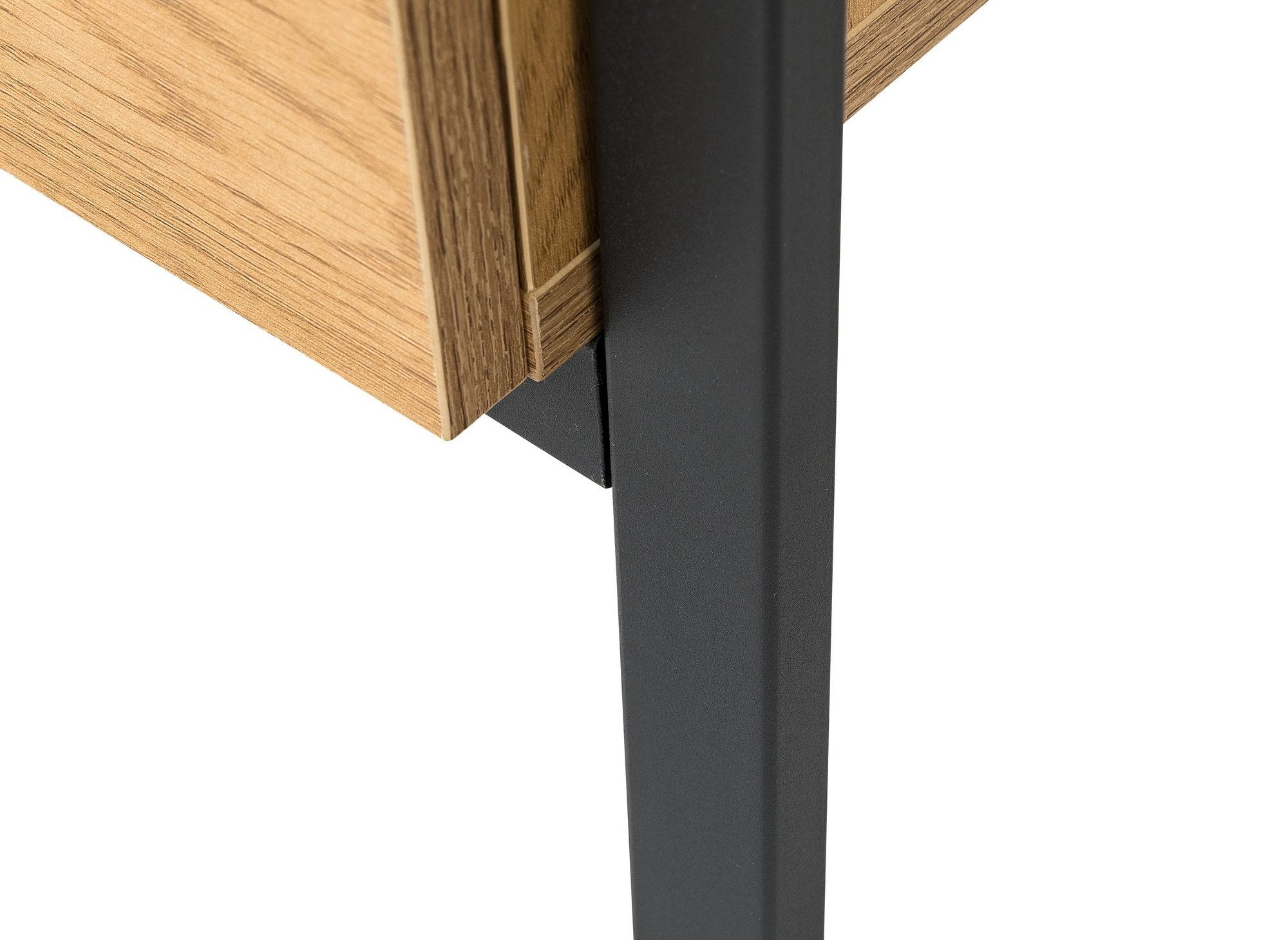 Mueble de entrada GLENN con armario con espejo y 2 cajones en madera y metal.