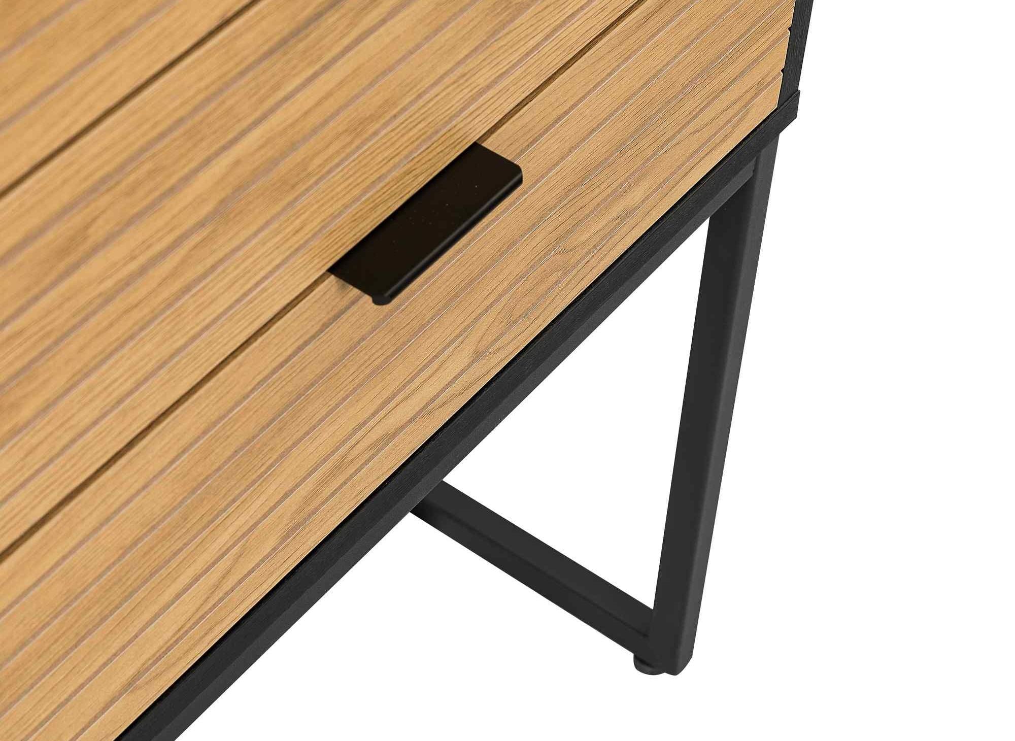 Aparador TISSIA de 3 cajones y 2 puertas en madera clara y metal negro