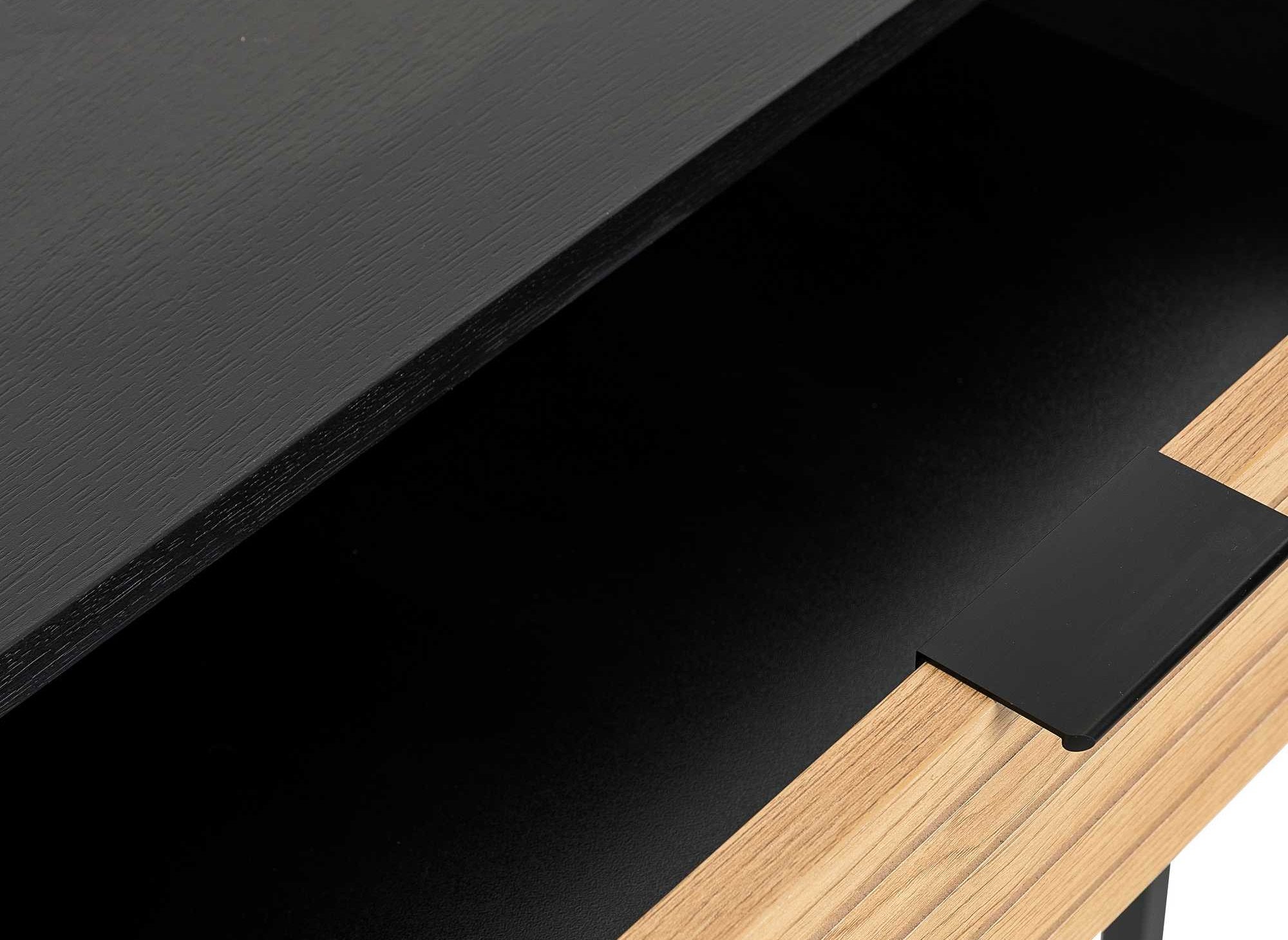 Escritorio TISSIA con 2 cajones en madera clara y metal negro