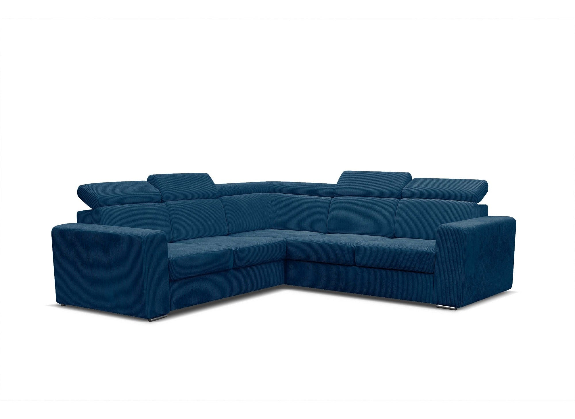 Sofá esquinero convertible y reversible MERYL en pana azul