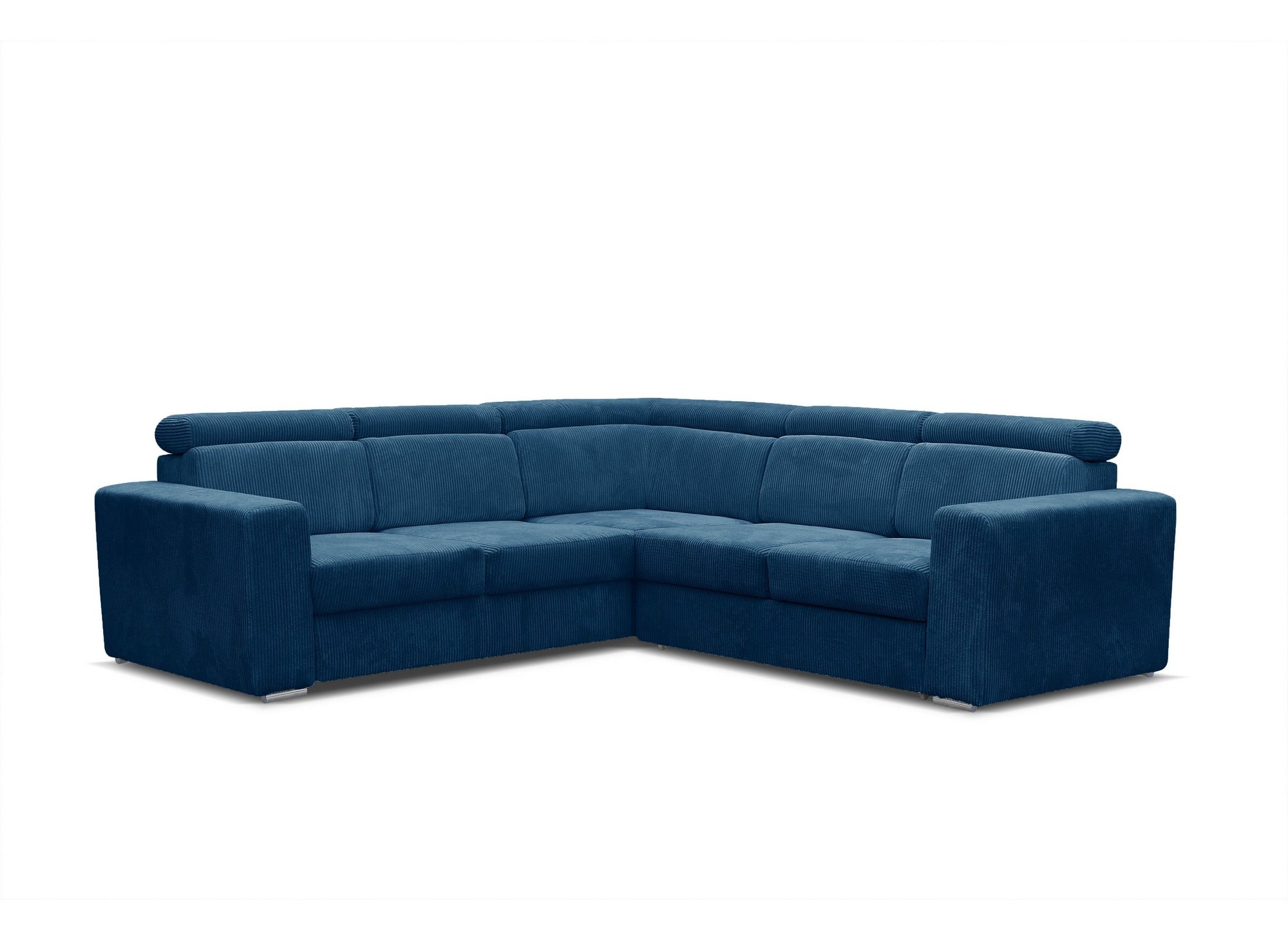Sofá esquinero convertible y reversible MERYL en pana azul