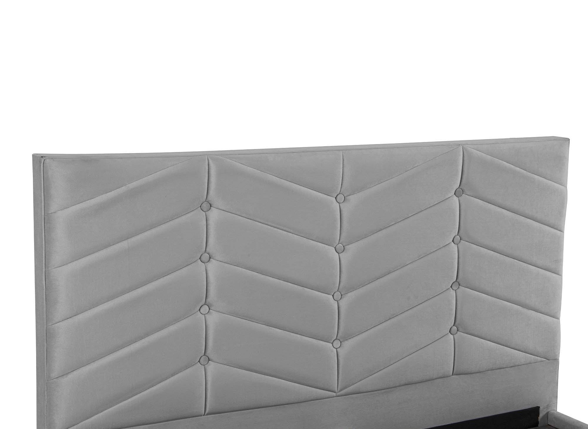 Cama PALMA con somier elevable y almacenaje en terciopelo gris, 180x200 cm