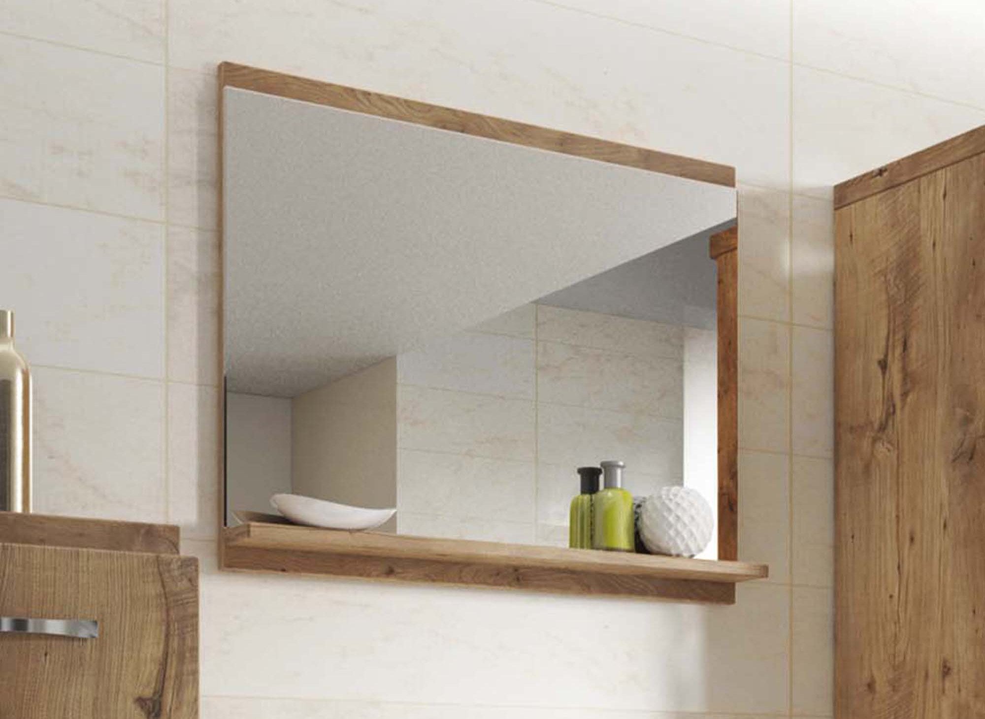 Conjunto de muebles de baño suspendidos - Madera con efecto roble y negro SHELBY