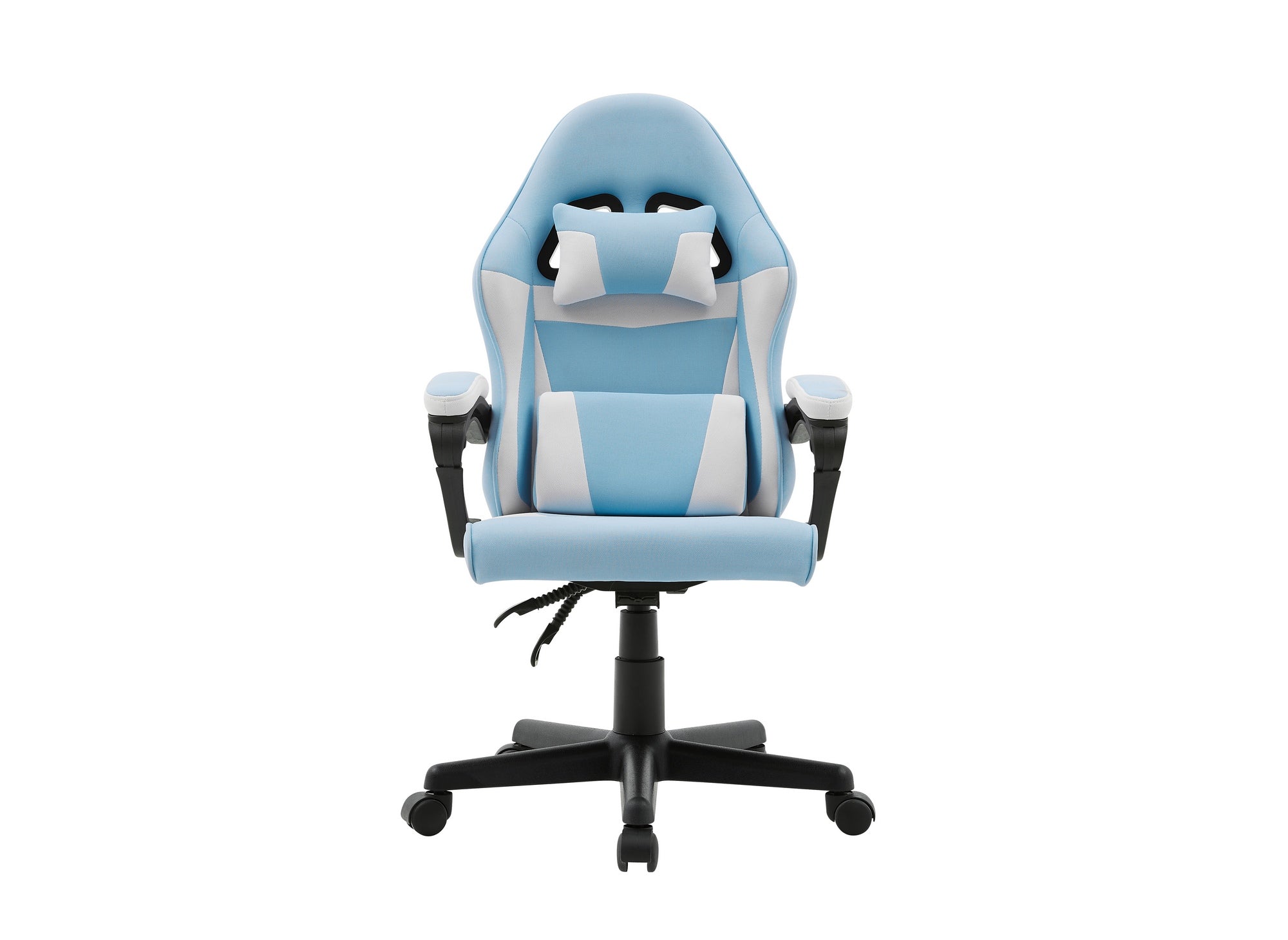 Silla de oficina GHOST de tela azul y blanca