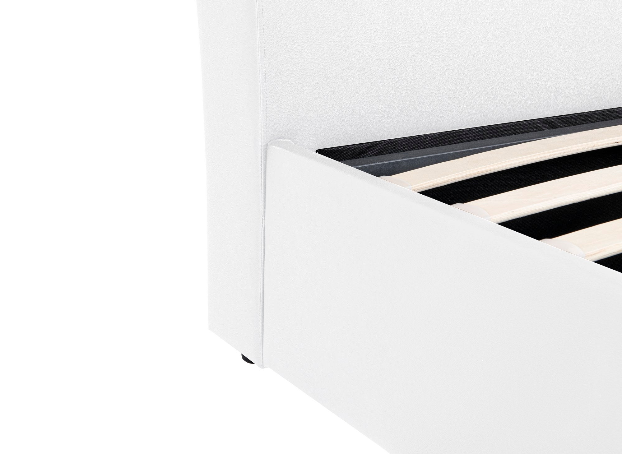 Cama con almacenaje ORANE de piel sintética blanca, 180x200 cm