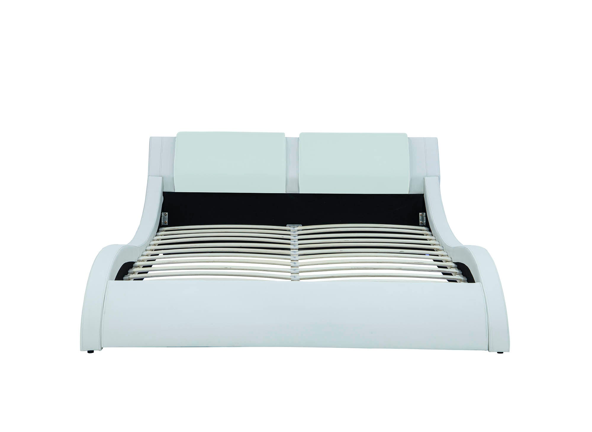 Cama ZEDA de piel sintética blanca con iluminación LED, 160x200 cm