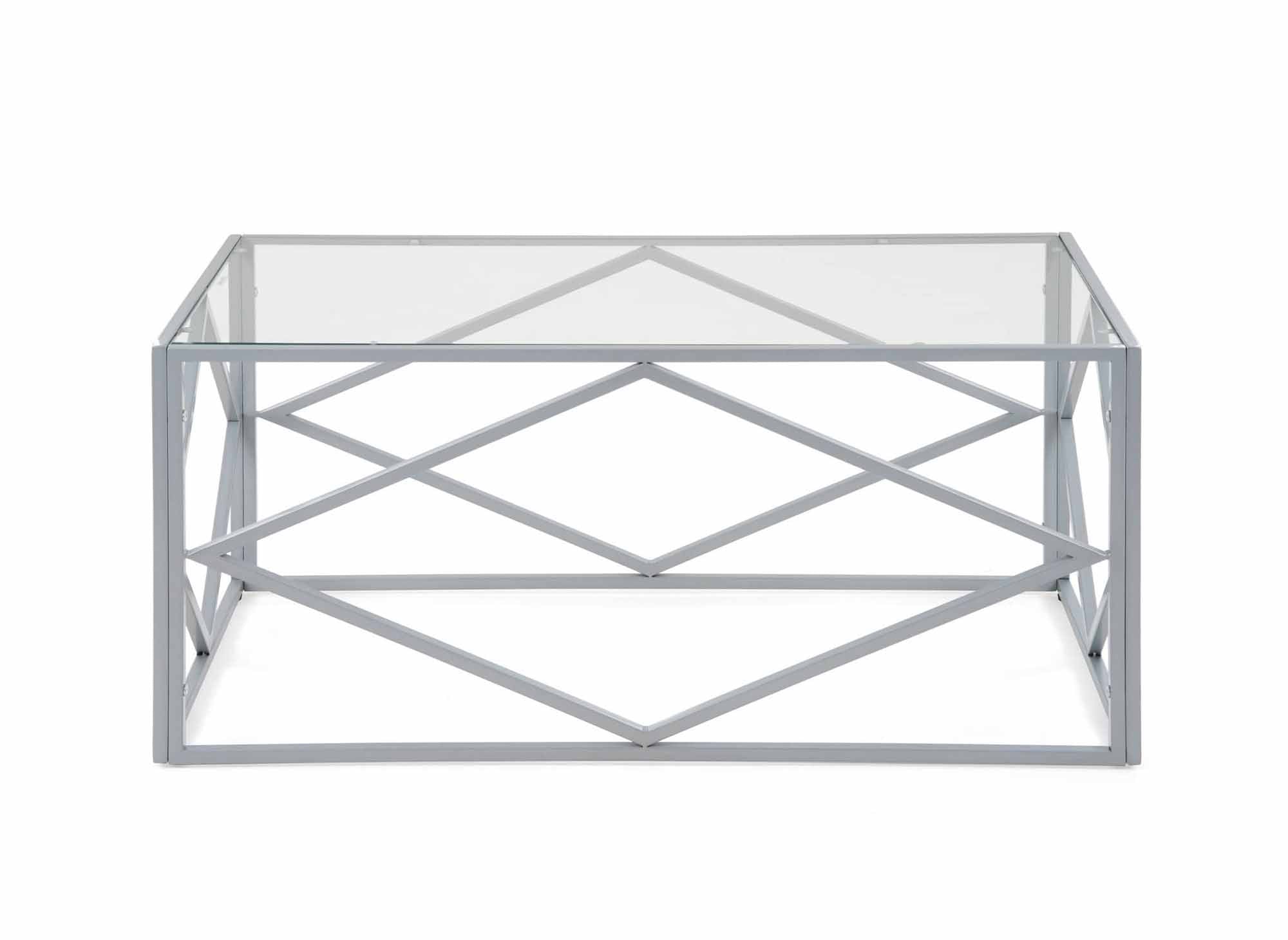 Mesa de centro rectangular de diseño ELIO en vidrio y metal