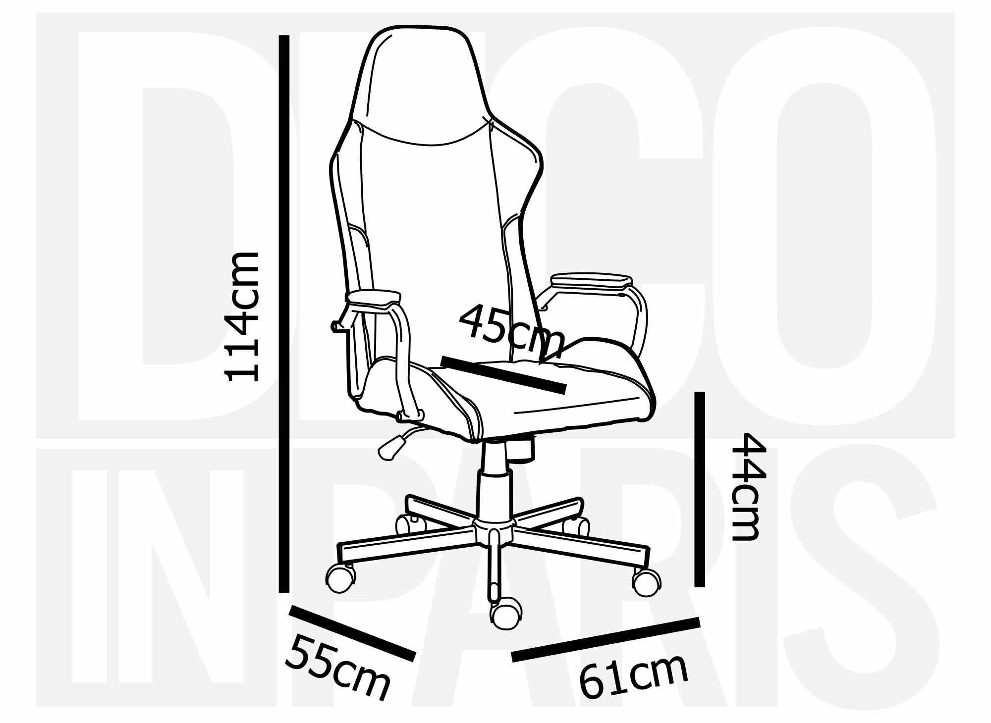 Silla de oficina ATOMIC de piel sintética negra y azul