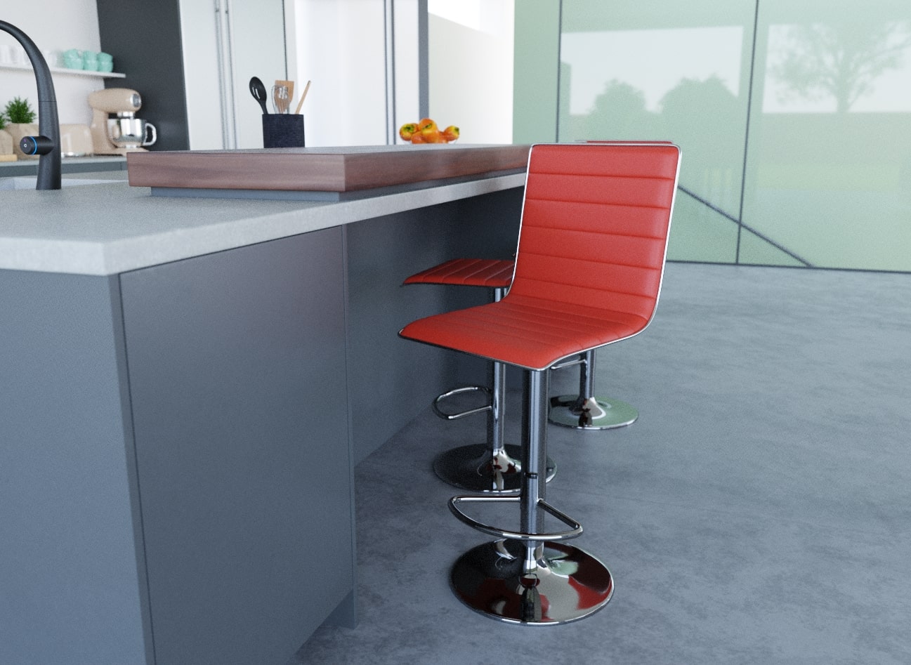 Juego de 2 taburetes de bar rojos LOCAS