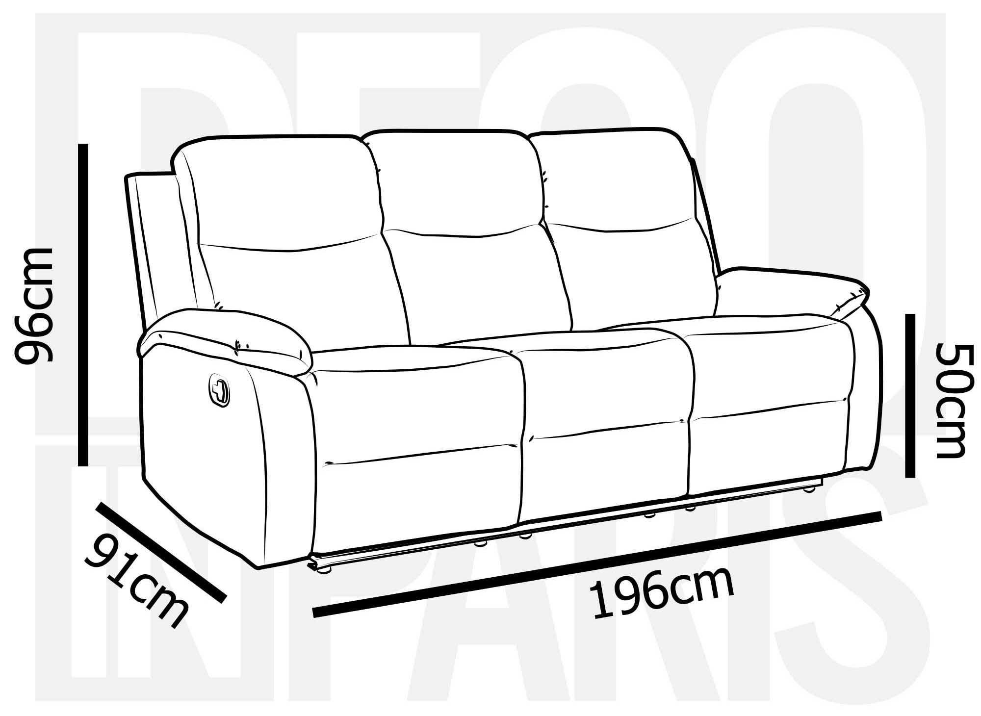 Sofá reclinable JACOB de 3 plazas en piel sintética gris oscuro