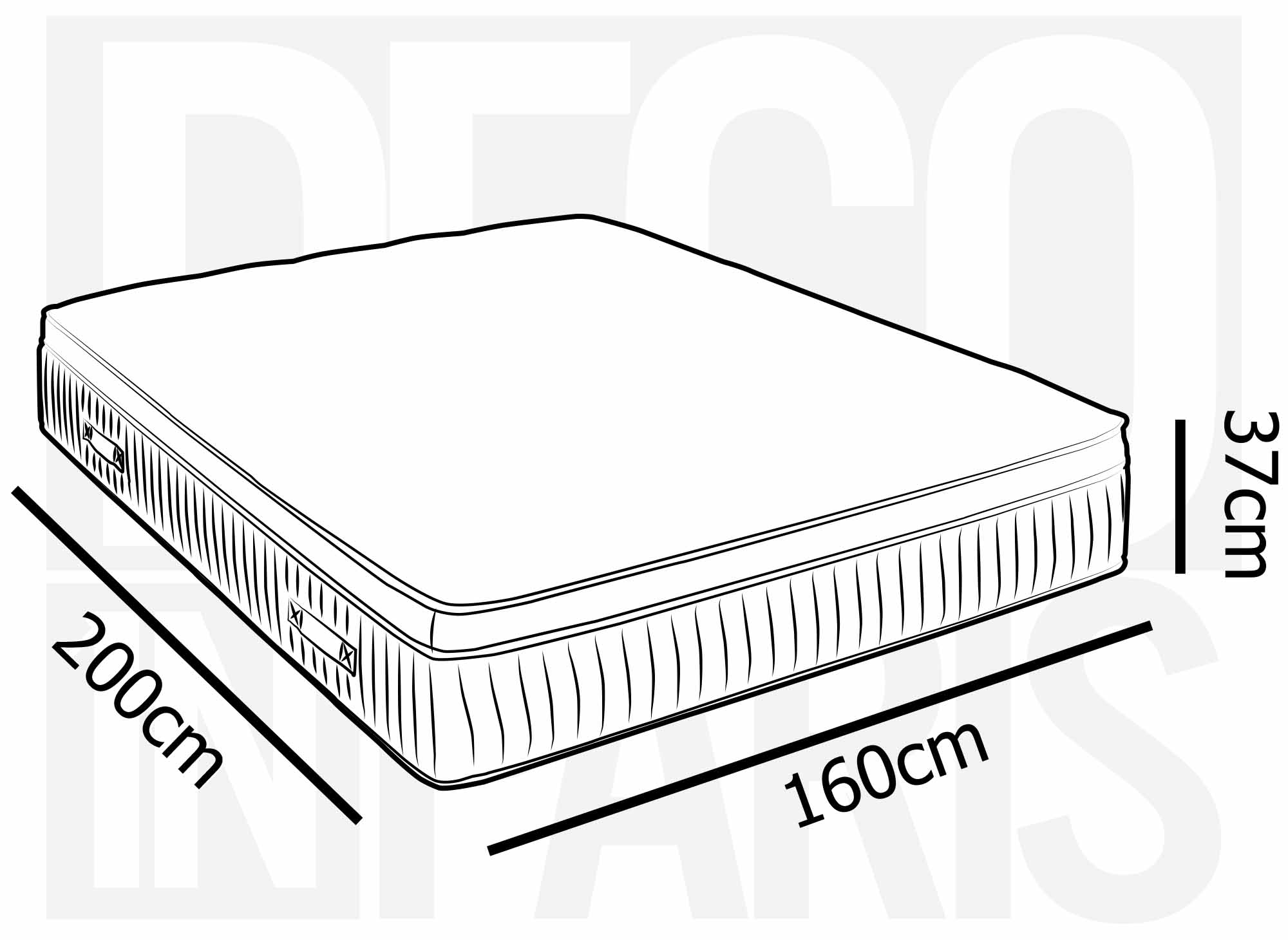 Colchón híbrido de espuma viscoelástica de 160 x 200 cm, 37 cm de grosor - ALMOHADA