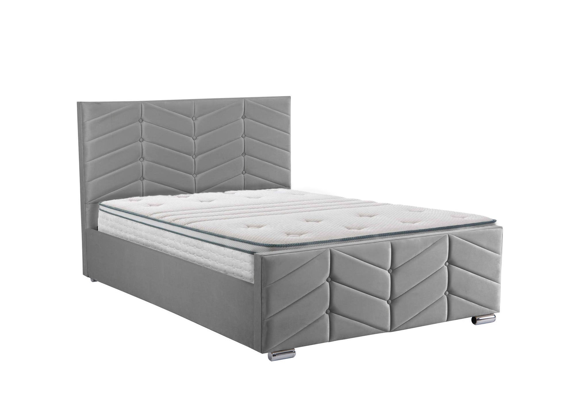 Cama PALMA con somier elevable y almacenaje en terciopelo gris, 180x200 cm