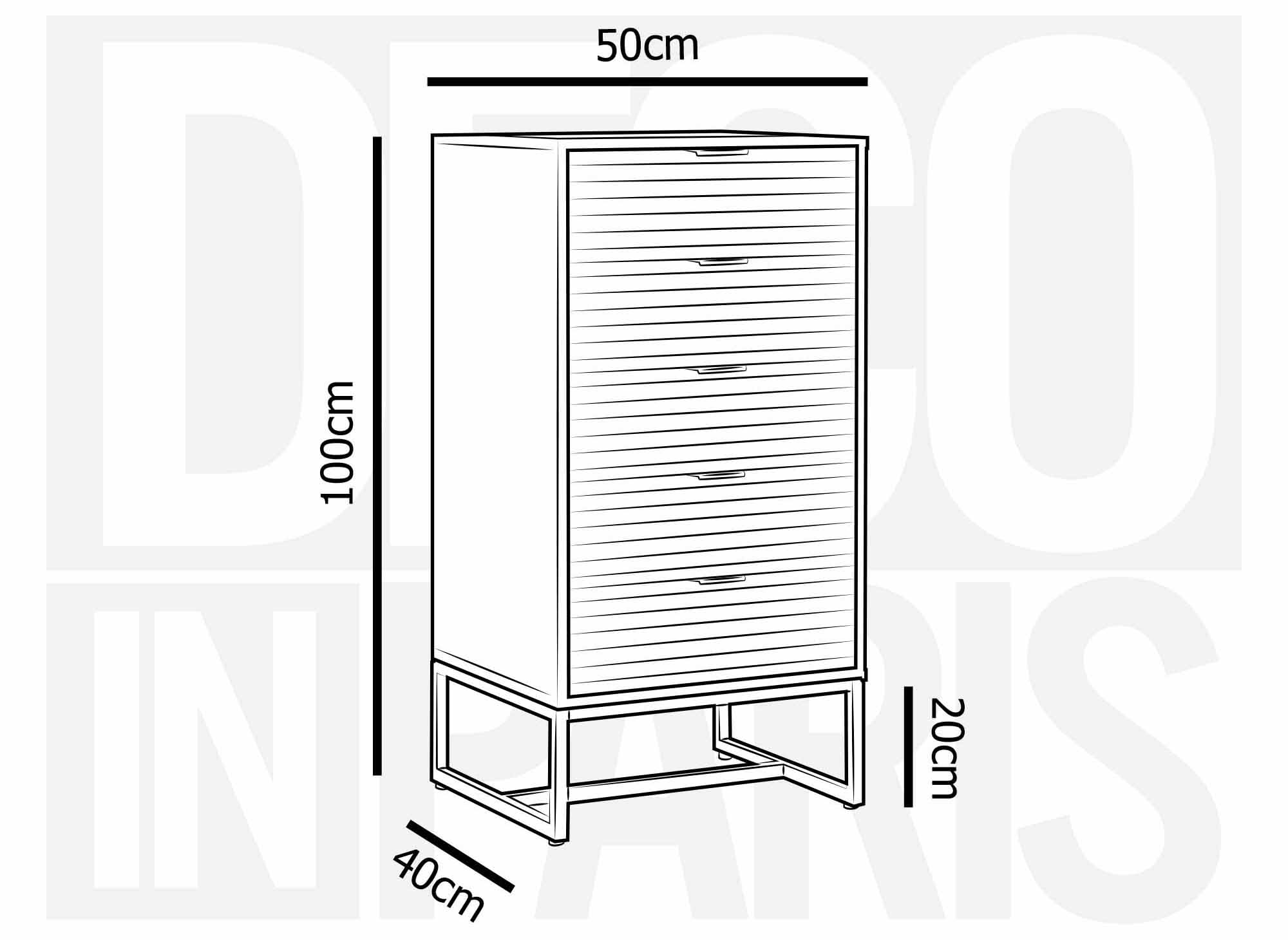 Cómoda TISSIA de 5 cajones en madera clara y metal negro