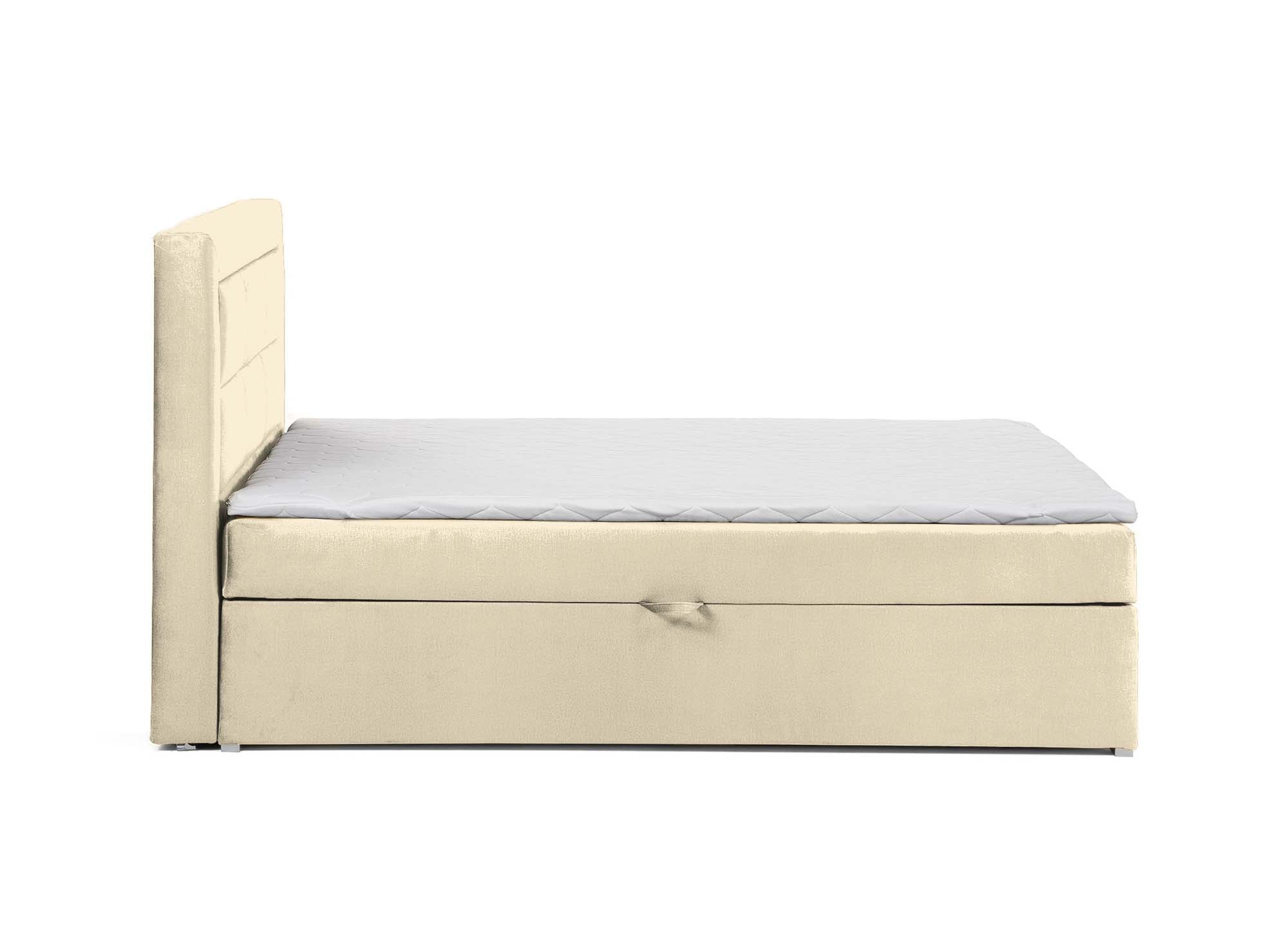 Cama con somier DAKOTA de 180x200 con compartimento de almacenamiento en terciopelo beige