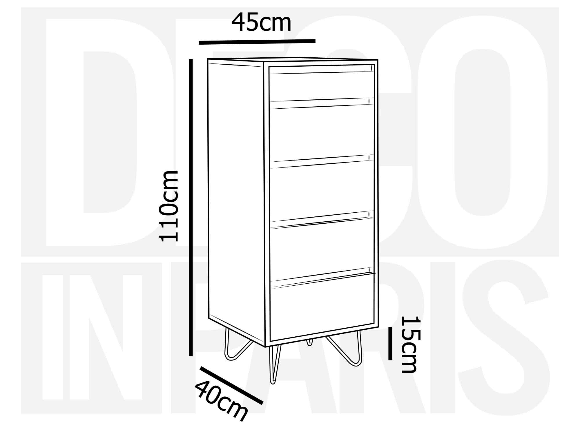 Cómoda de madera DARINA de 4 cajones con tocador integrado
