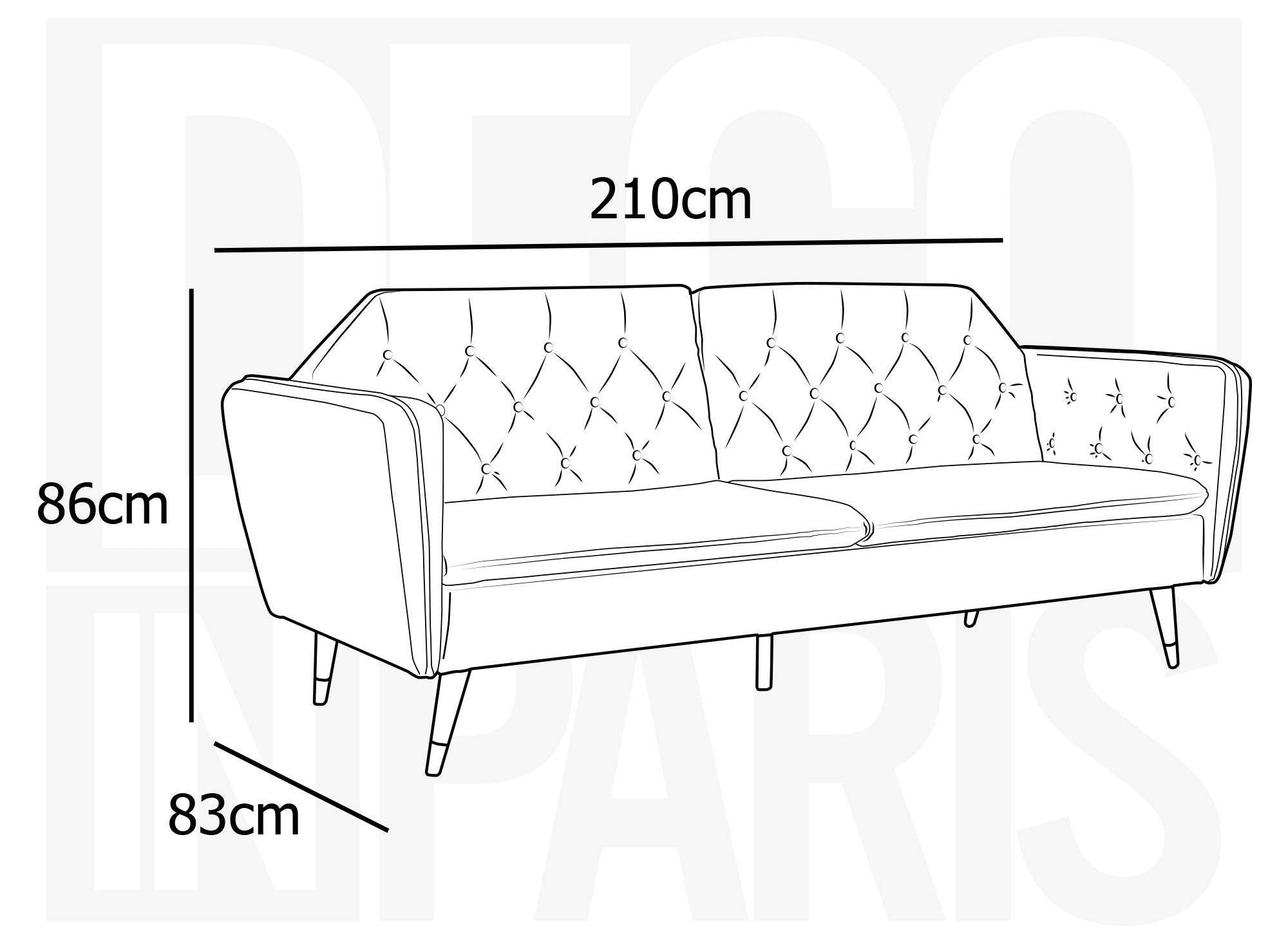 Sofá cama convertible ARIANE de 3 plazas en tela de terciopelo beige