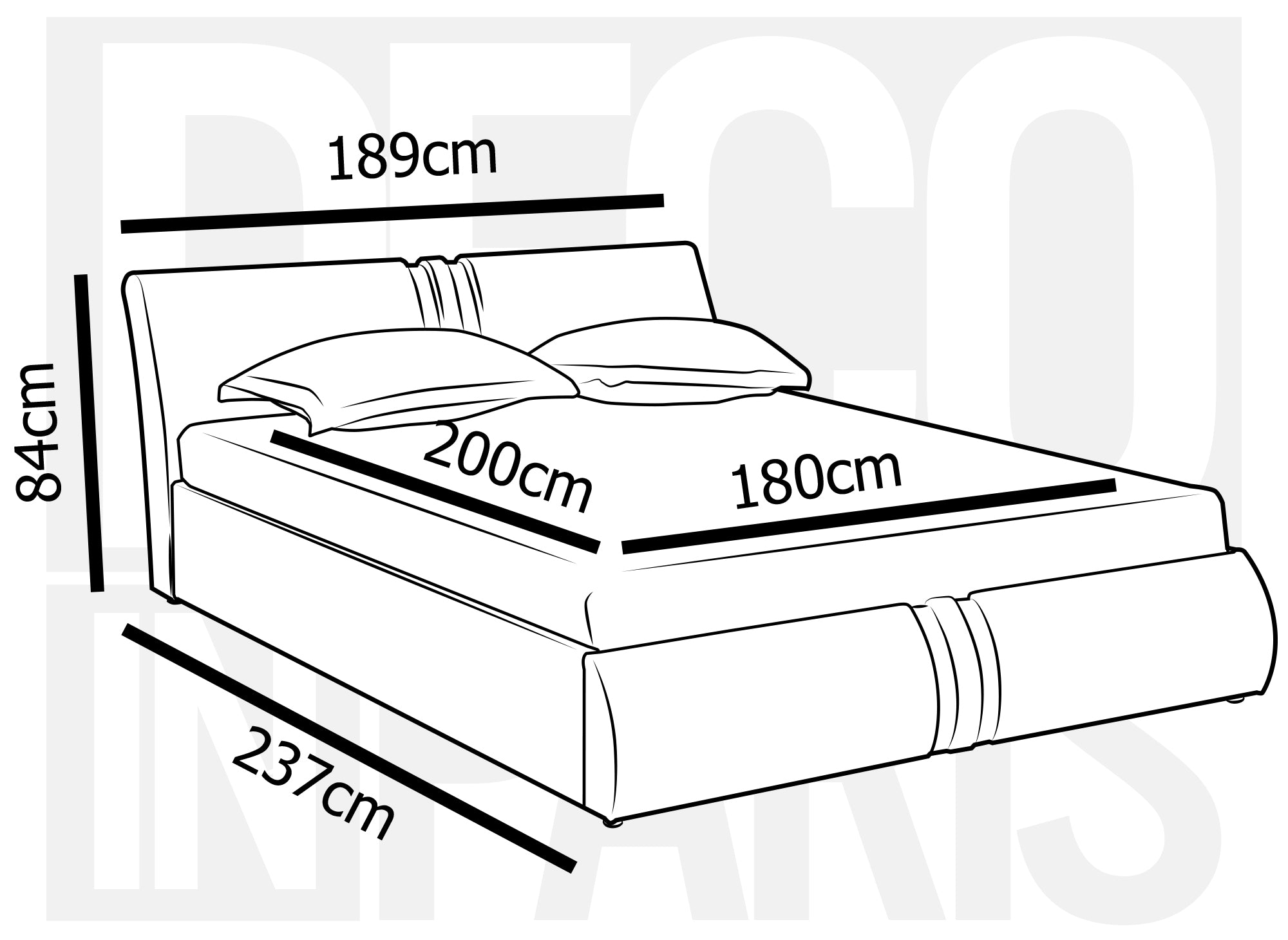 Cama con almacenaje ORANE de piel sintética blanca, 180x200 cm