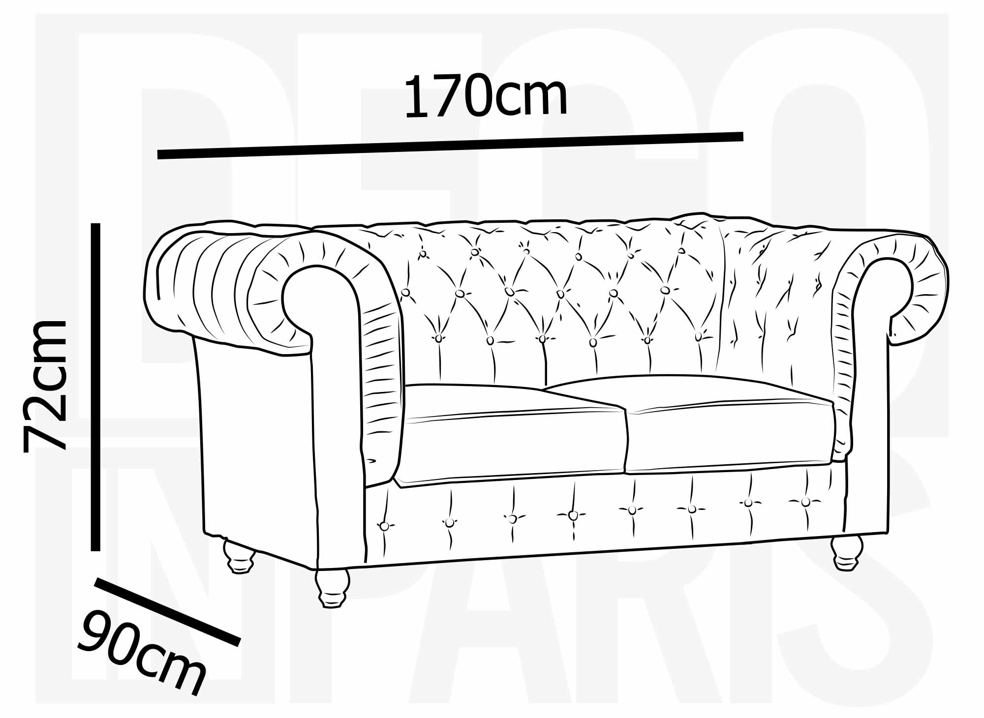 Sofá Chesterfield de dos plazas en terciopelo beige - WILSTON