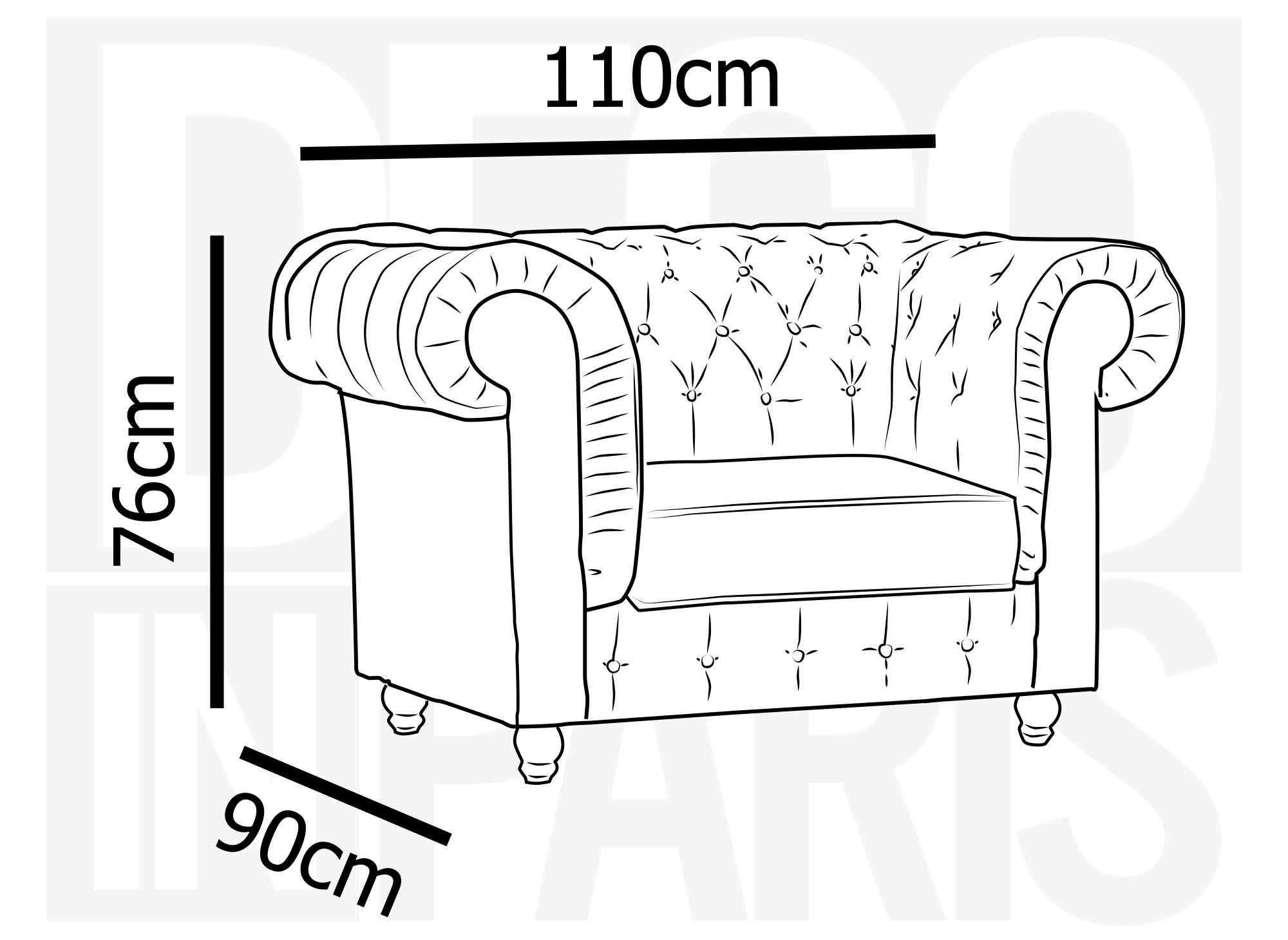 Sillón Chesterfield en terciopelo gris - WILSTON