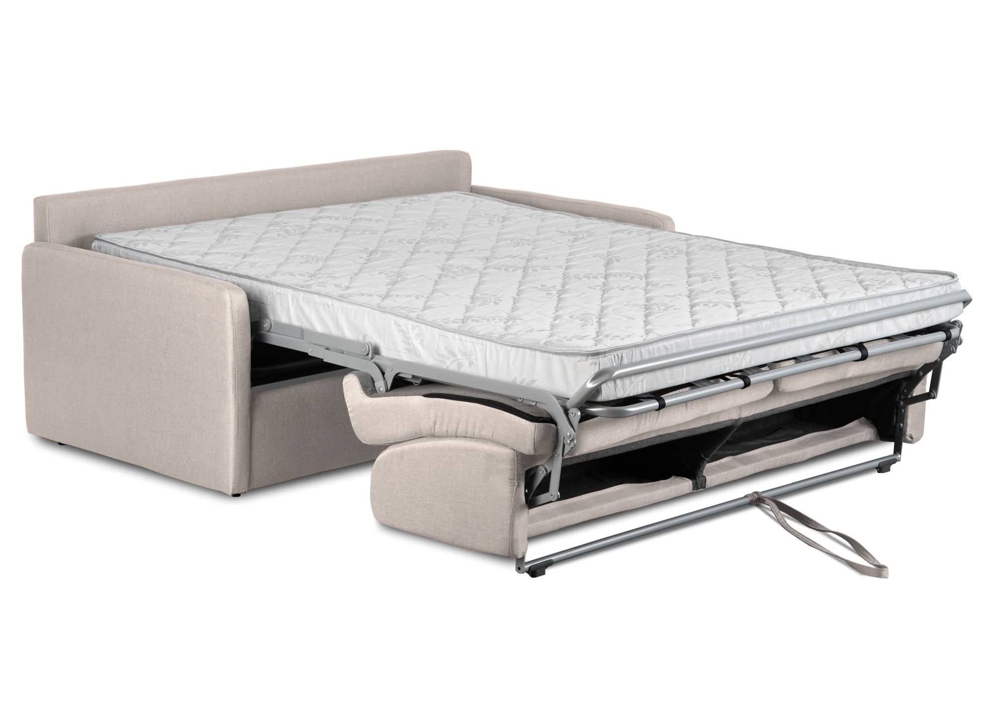 Sofá cama LOUNA SLIM de 3 plazas en tela beige con apertura rápida