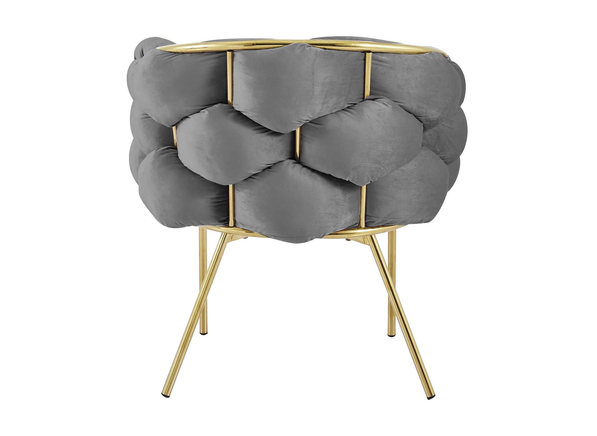 Juego de 2 sillas CHARLOTTE en terciopelo gris con patas de metal dorado