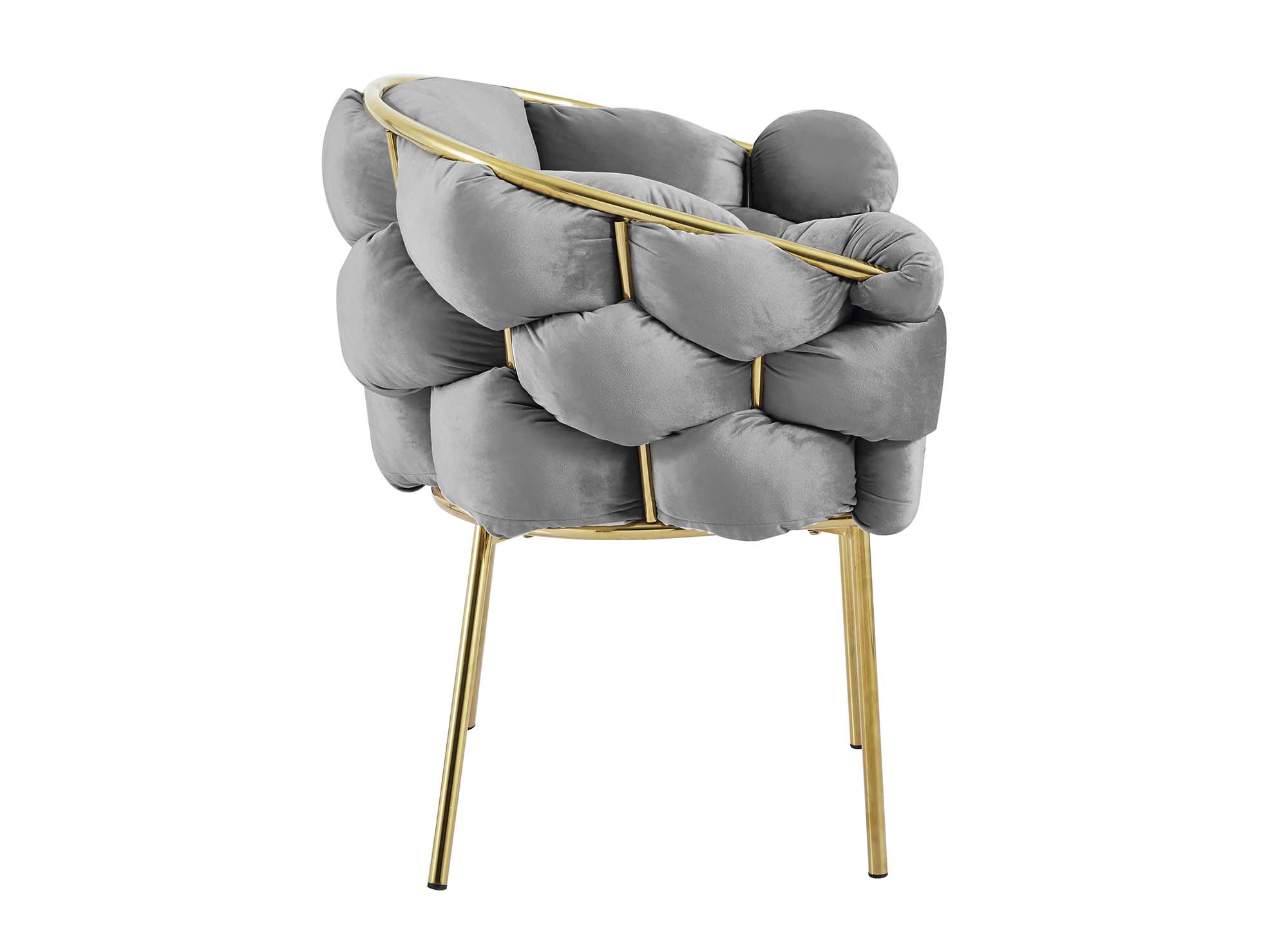 Juego de 2 sillas CHARLOTTE en terciopelo gris con patas de metal dorado