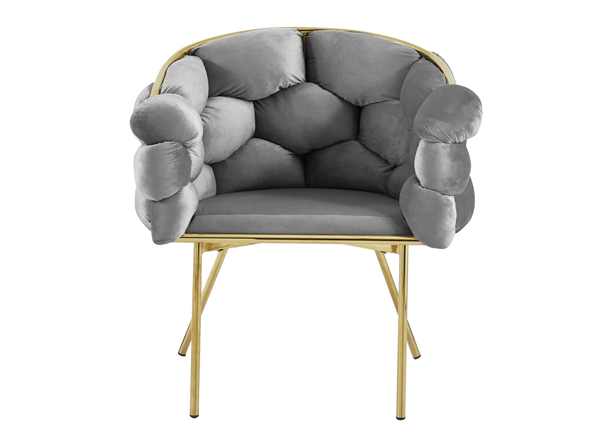 Juego de 2 sillas CHARLOTTE en terciopelo gris con patas de metal dorado