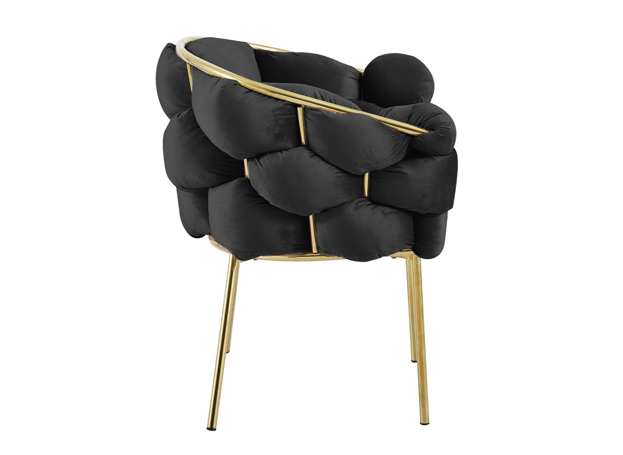 Juego de 2 sillas CHARLOTTE de terciopelo negro con patas de metal dorado