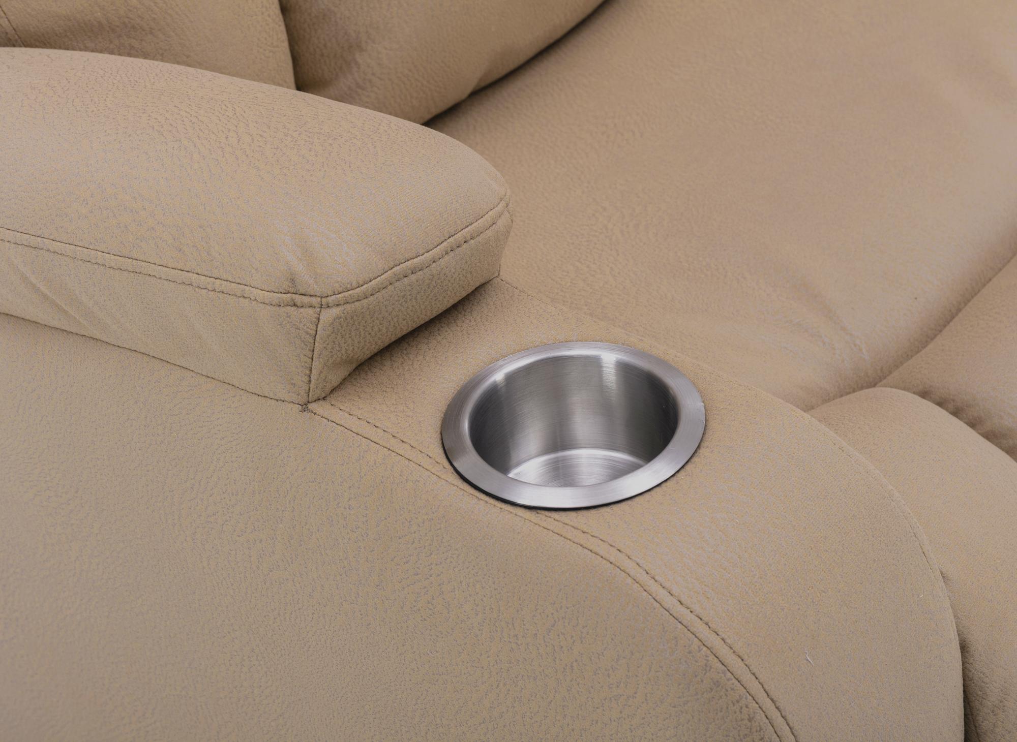 Sofá reclinable eléctrico de 2 plazas EL CLARENCE en tejido de microfibra beige